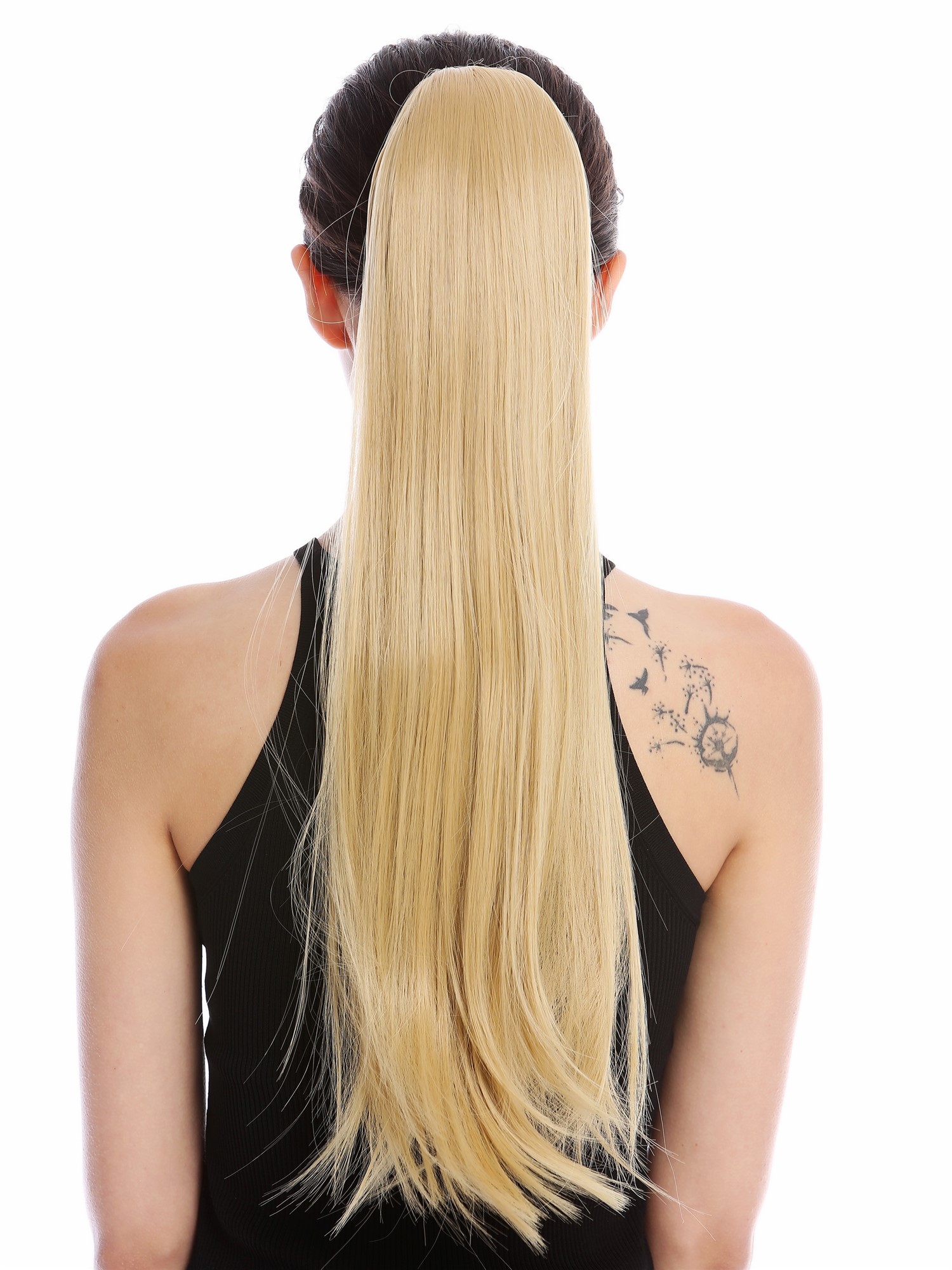 hochwertiges Haarteil Zopf Steckkamm + Band Lang Glatt Goldblond YZF-1094S-86, Ansicht 2, WIG ME UP: Ihr Perücken Online Shop glattes Zopf-Haarteil Honigblond 65 cm lang