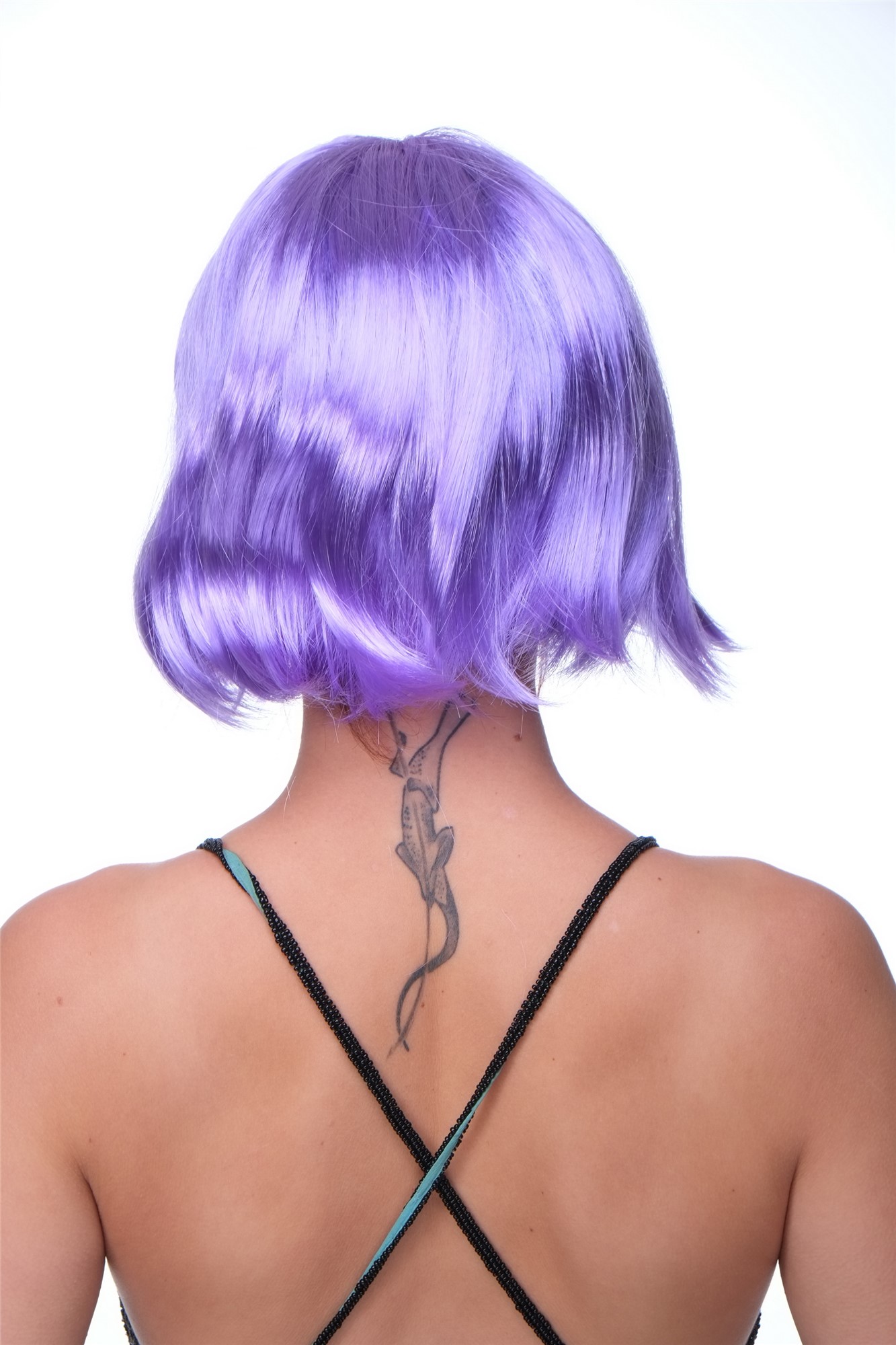 glatte Party Perücke Neonviolett kurze Haare für Damen