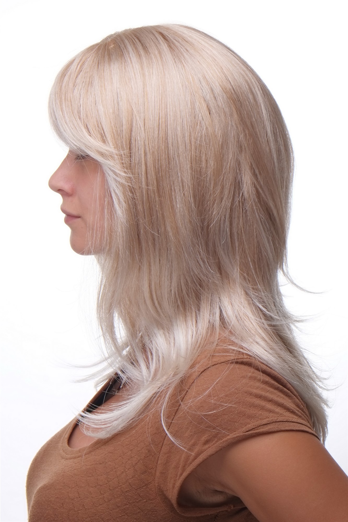 Lady wig blonde mix platinum layered straight medium length fringe parted 4038, view 3, WIG ME UP: Your Perücken Online Shop Quality Wigs, Ladies, blond mix, straight, long