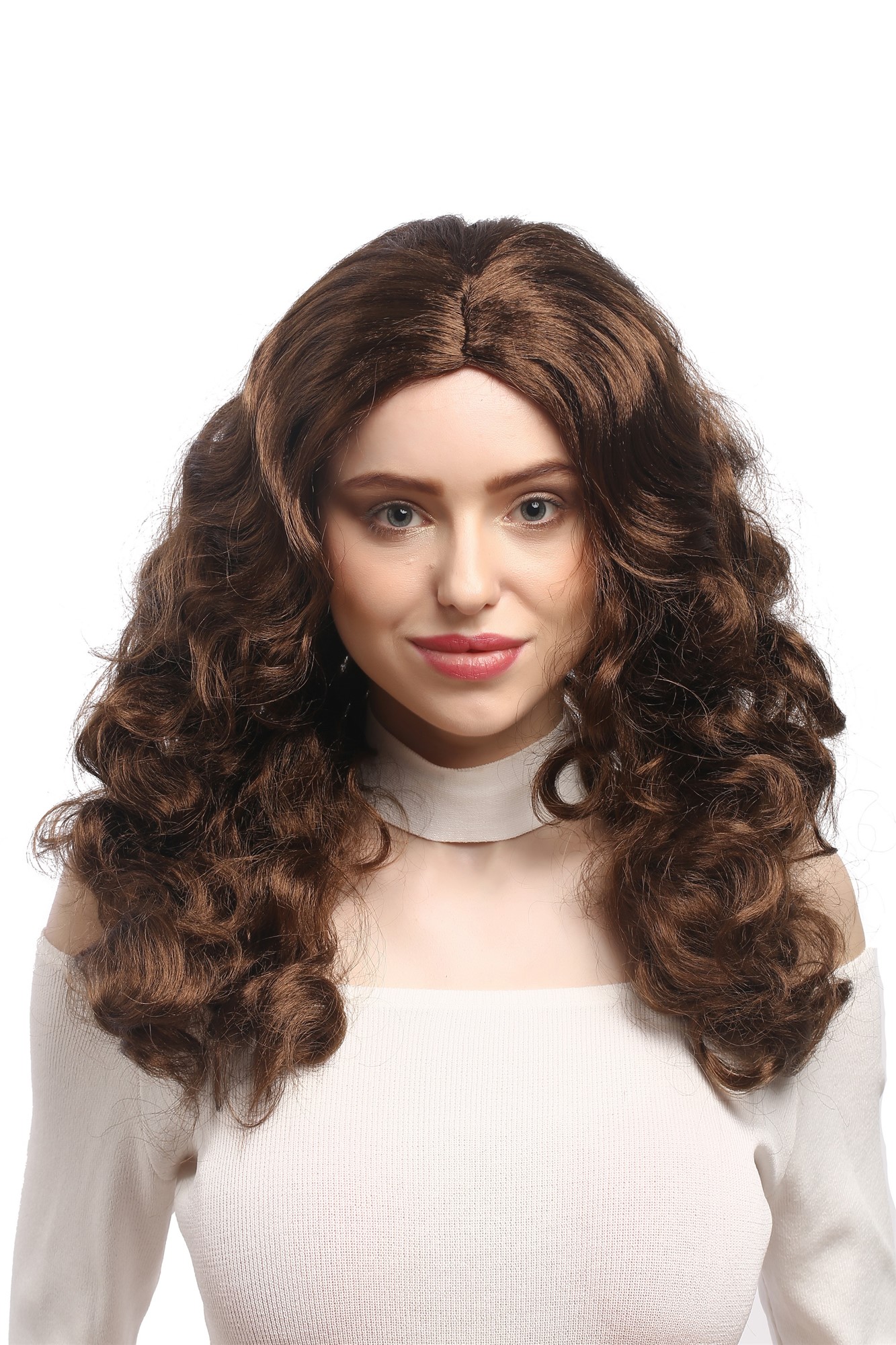 günstige Party Perücke, Perücke Mittelscheitel Wellig Volumen Braun 90908-ZA6, Ansicht 2, WIG ME UP: Ihr Perücken Online Shop wellige Party Perücke Braun lange Haare für Damen