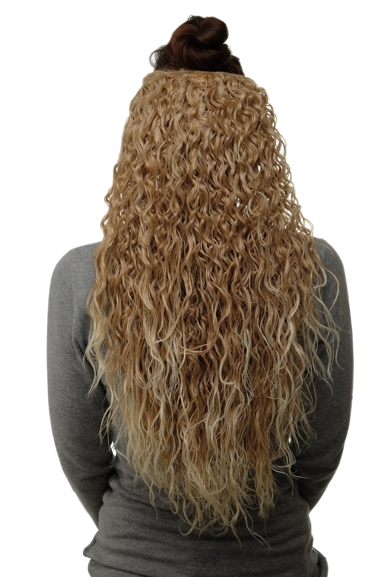 lockige Halbperücke Blond-Mix 70 cm lang