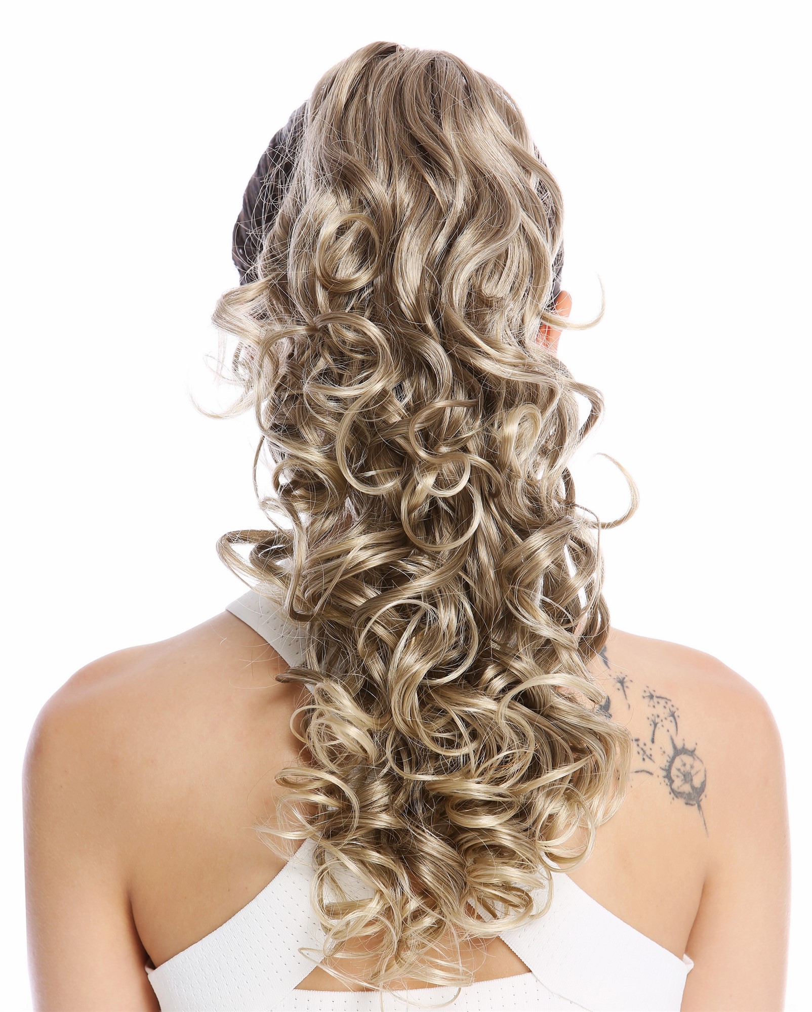 Ponytail Combs & Clamp long voluminous curled curls brown blonde highlights N956, view 2, WIG ME UP: Your Perücken Online Shop Ponytails, brown-blonde mix, straight, long