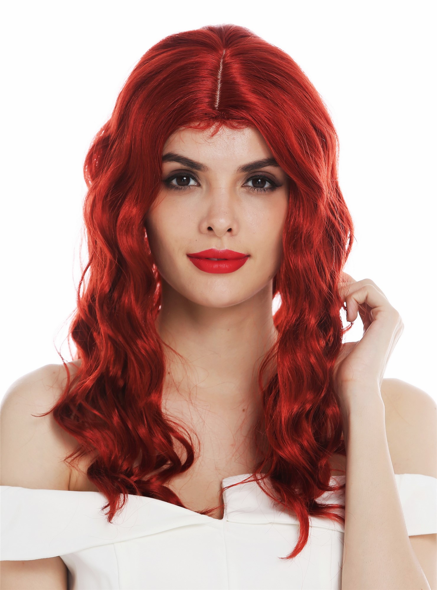 Women's wig ladies' wig long wavy water wave middle parting fiery red VK-9, view 5, WIG ME UP: Your Perücken Online Shop Quality Wigs, Ladies, fire red, wavy, long