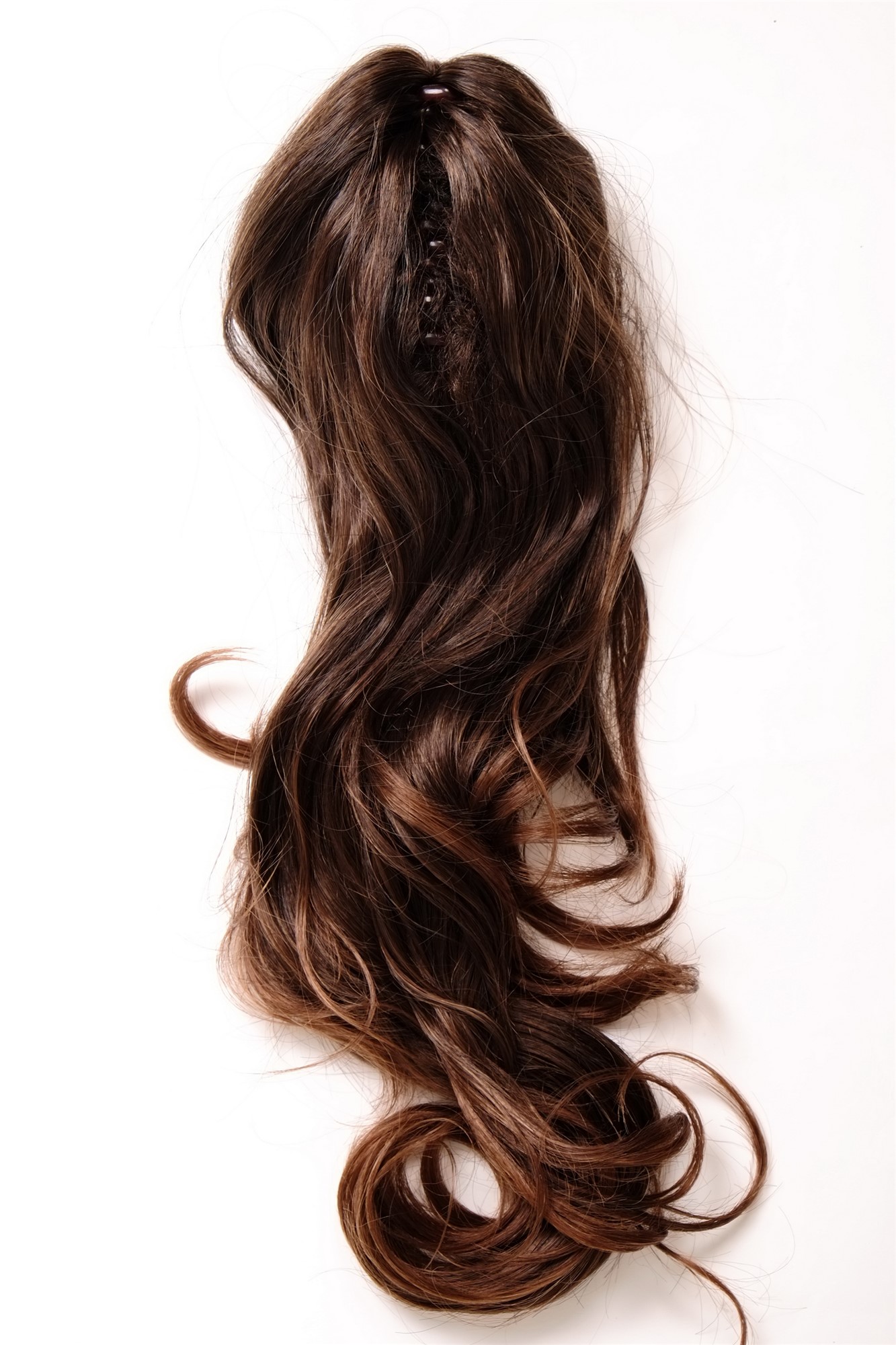 TYQ0154-4T30 Ponytail Hairpiece extension long wavy slightly curled claw clamp chestnut brown mix 20", view 3, WIG ME UP: Your Perücken Online Shop Ponytails, brown mix, wavy, long