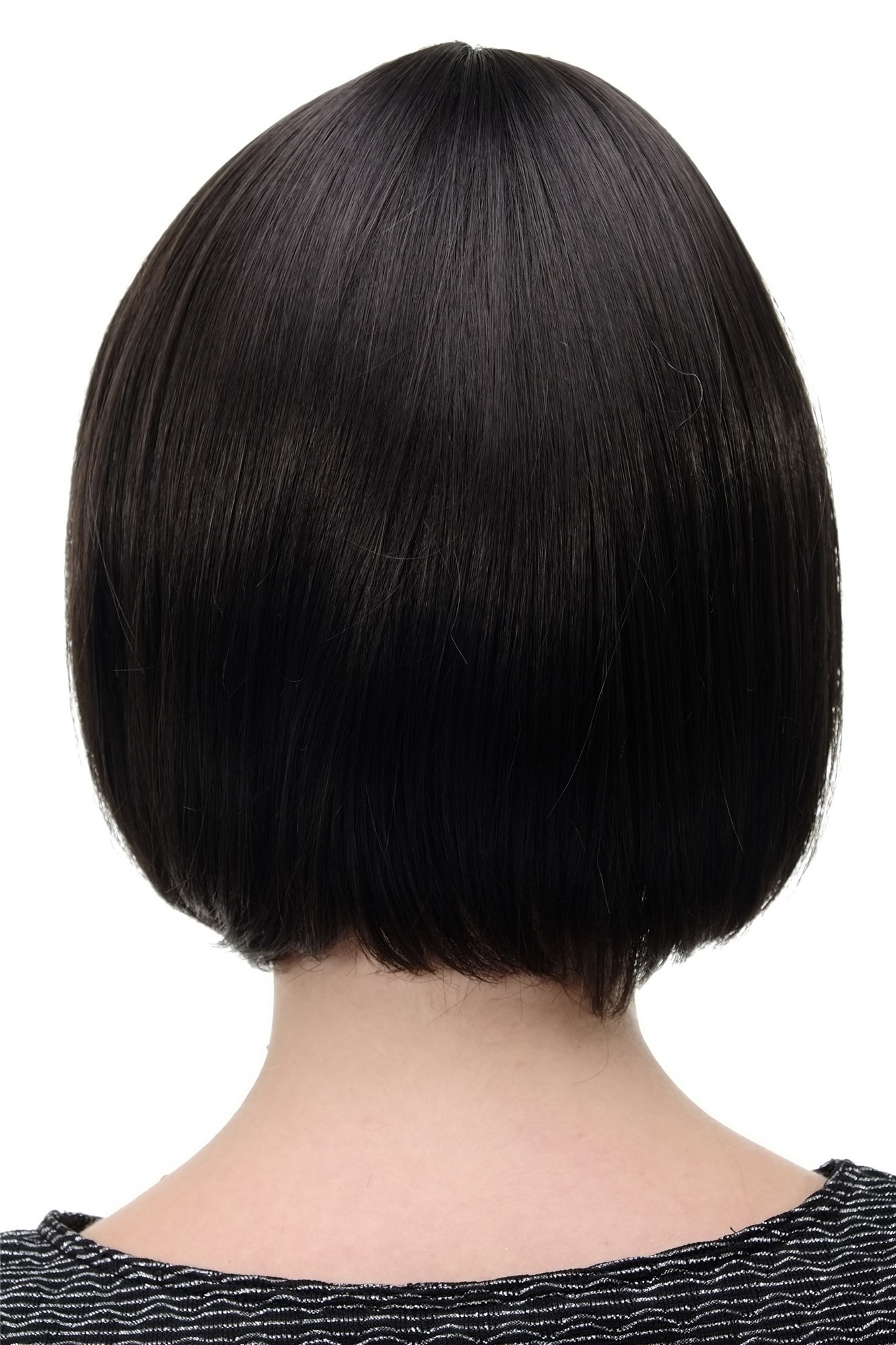 hochwertige Qualitätsperücken, Sexy Damen Bob Perücke glatte kurze Haare mit Pony Dunkelbraun Braun 703-3, Ansicht 4, WIG ME UP: Ihr Perücken Online Shop glatte Tressen-Perücke mit Kopfhaut-Imitat Dunkelbraun kurze Haare für Damen