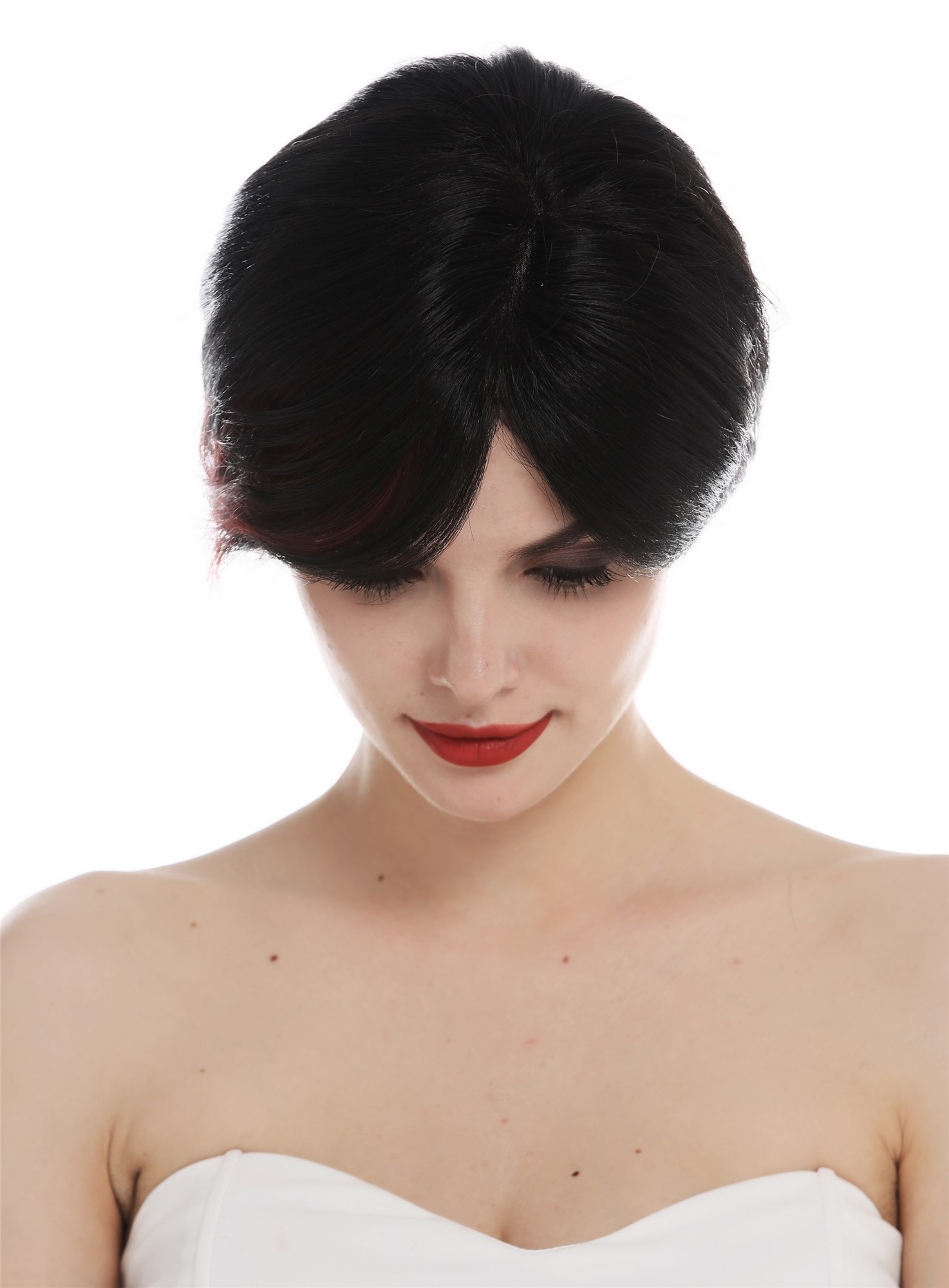 Monofilament women's wig short sleek parted black red highlights TYM-492-MT, view 4, WIG ME UP: Your Perücken Online Shop Quality Wigs, Ladies, black-red mix, straight, short