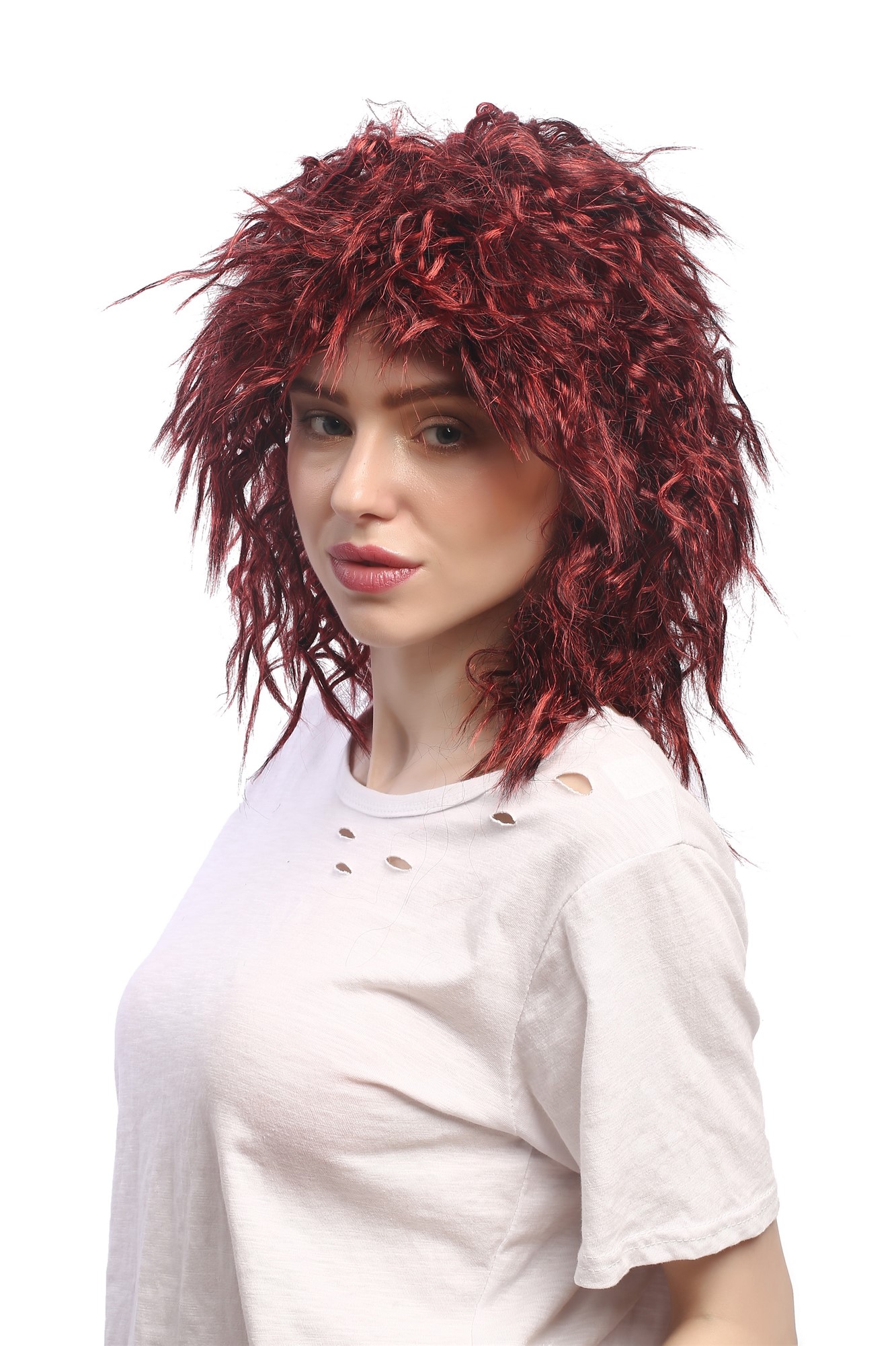 Party Wig, Ladies, Red, curled, shoulder-length