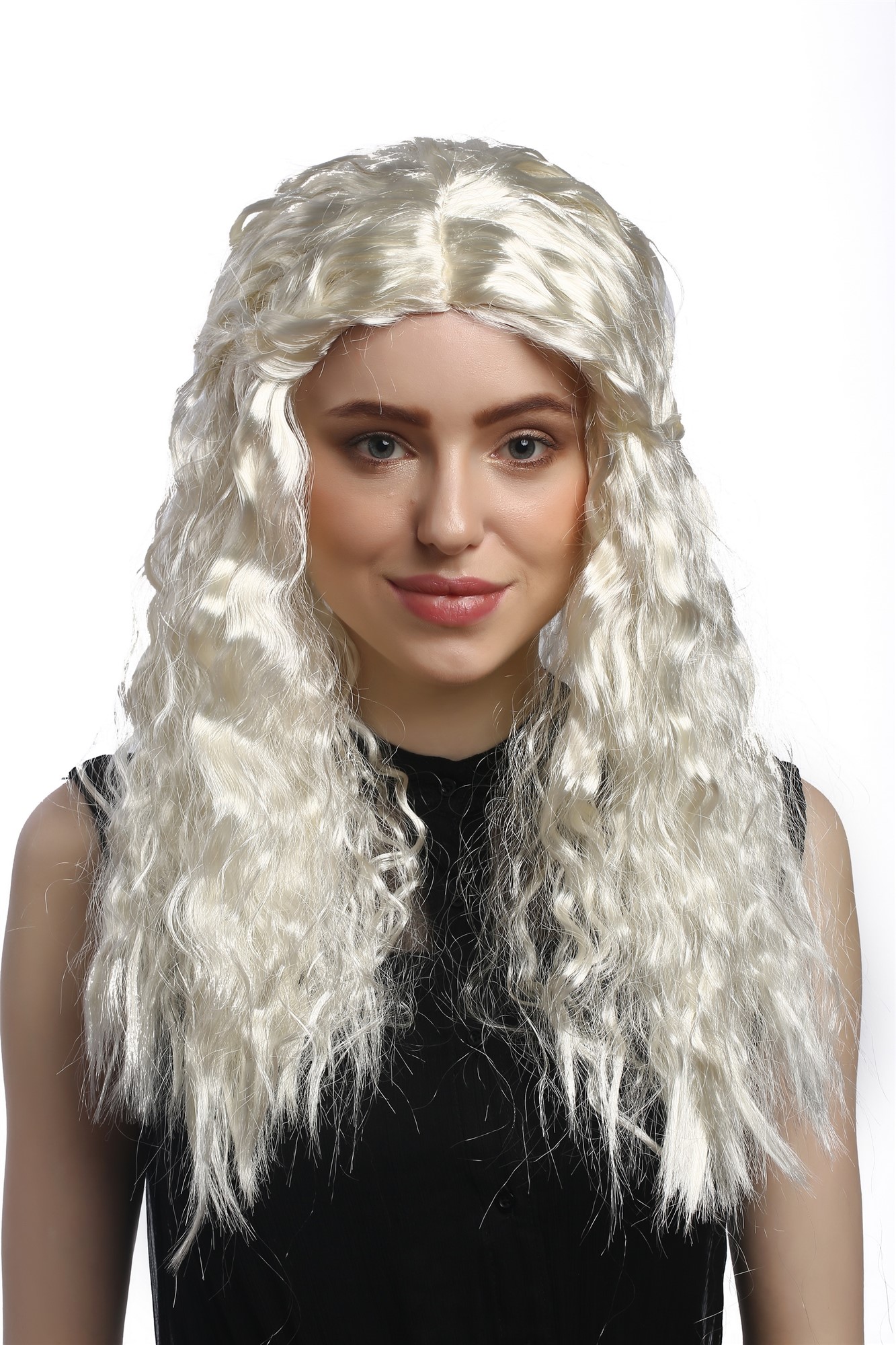 Lady Party Wig Halloween platinum blond braided volume long kinked curls 31807, view 4, WIG ME UP: Your Perücken Online Shop Party Wig, Ladies, Blonde, Braided, long