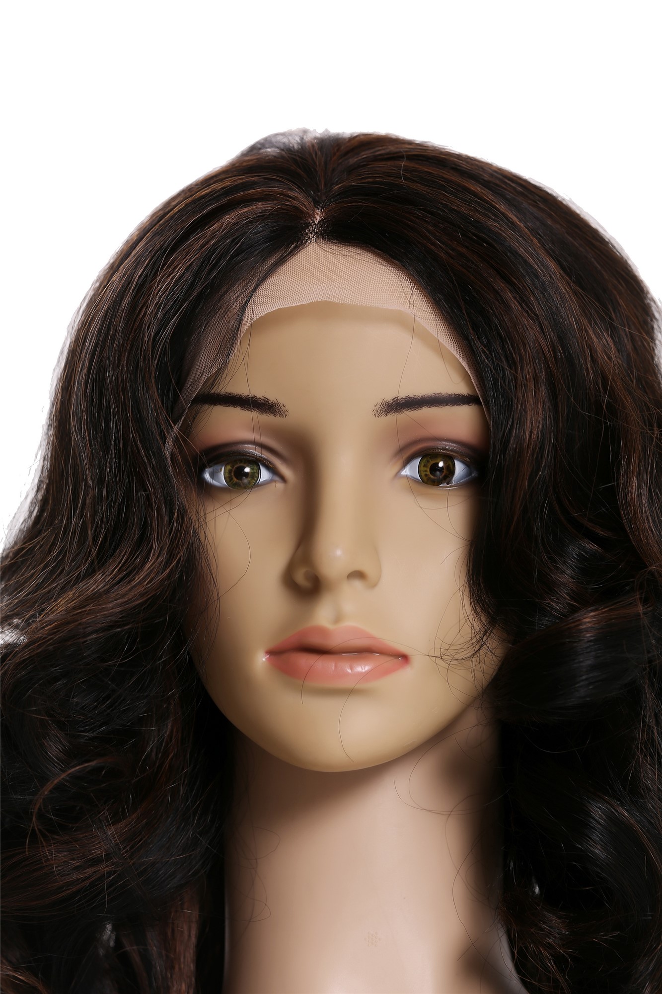 Quality Wigs, Ladies, velvet black-copper brown mix, curled, long