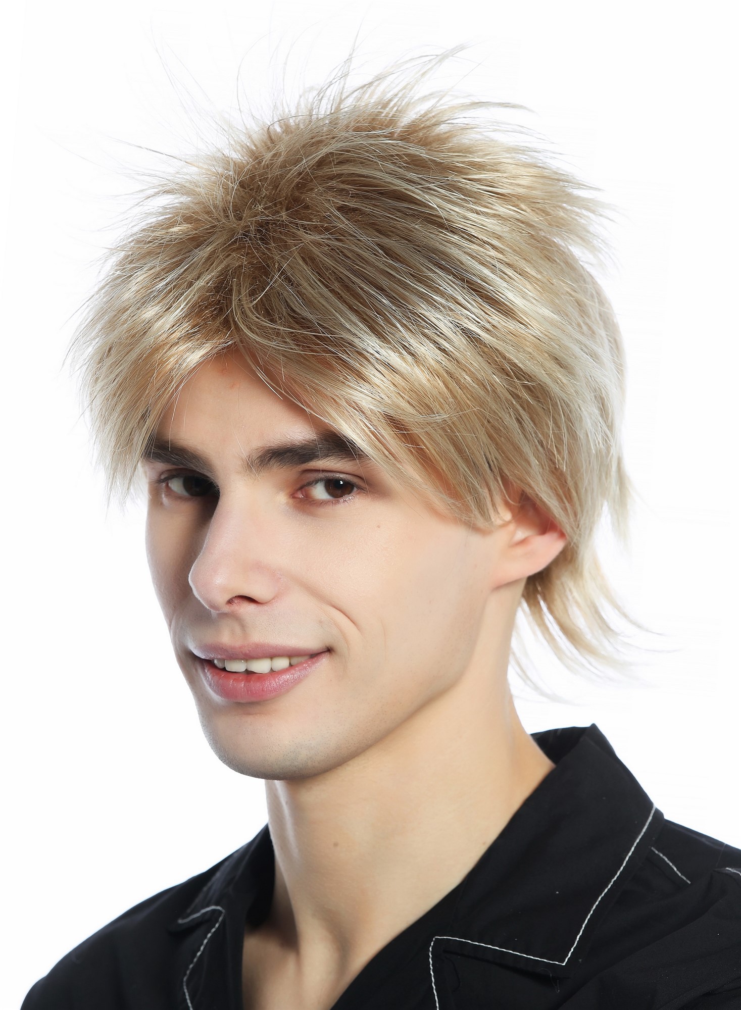 Wig Men Women short wild unruly 80s retro style blond platinum highlights M-261, view 2, WIG ME UP: Your Perücken Online Shop Quality Wigs, Unisex, Blondmix, straight, short