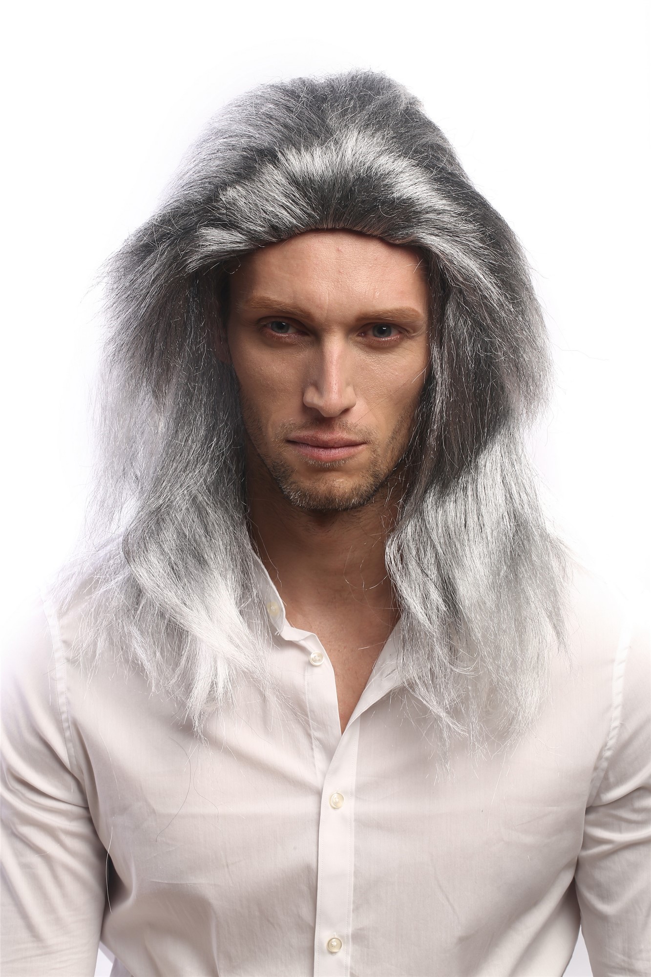 Party Wig, Men, Grey, wavy, shoulder-length