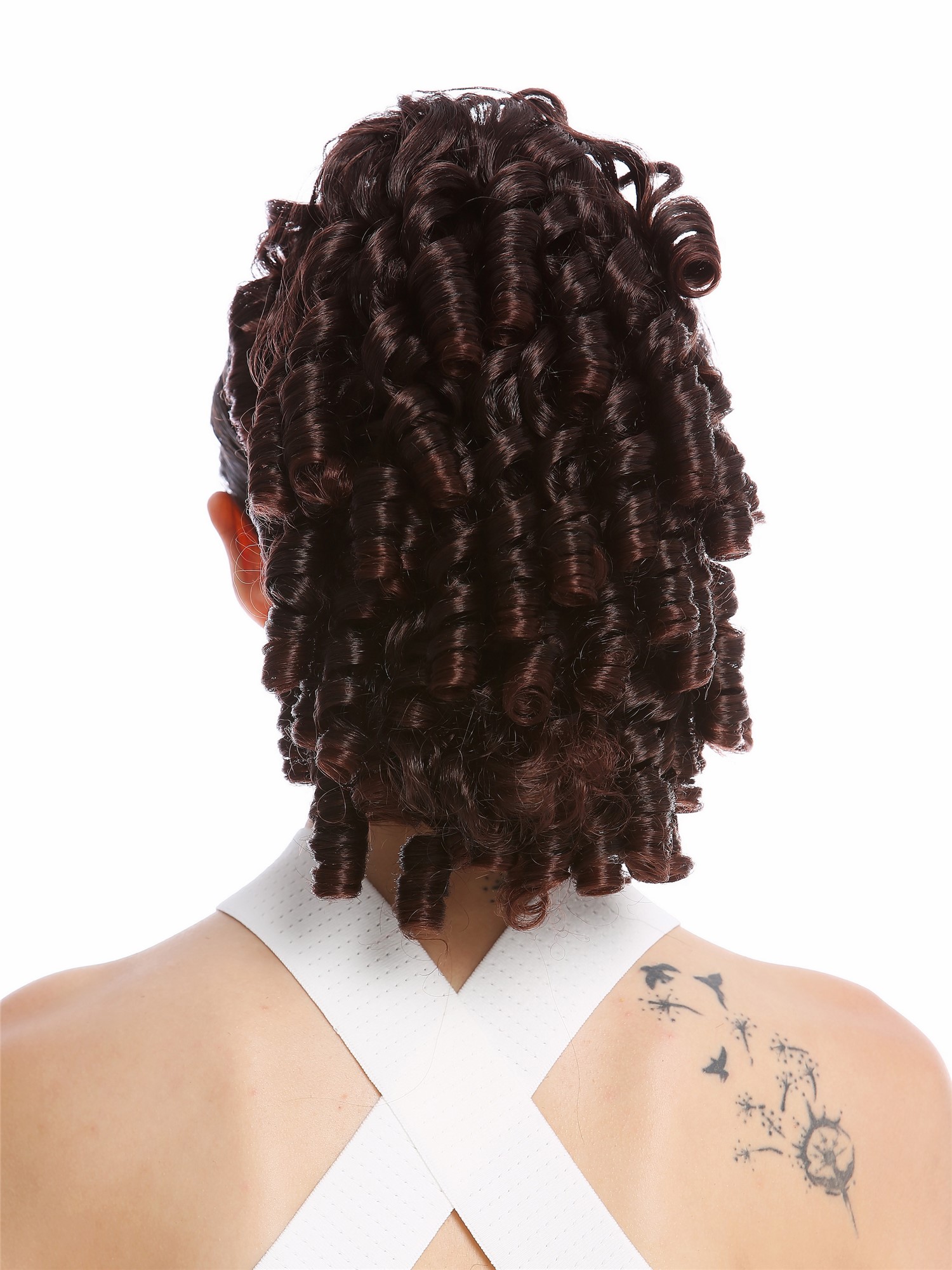 hochwertiger Zopf Pferdeschwanz Korkenzieher-Locken lockig Mahagoni Braun N900A+2-V-2T33, Ansicht 2, WIG ME UP: Ihr Perücken Online Shop glattes Zopf-Haarteil Braun-Mix 30 cm lang