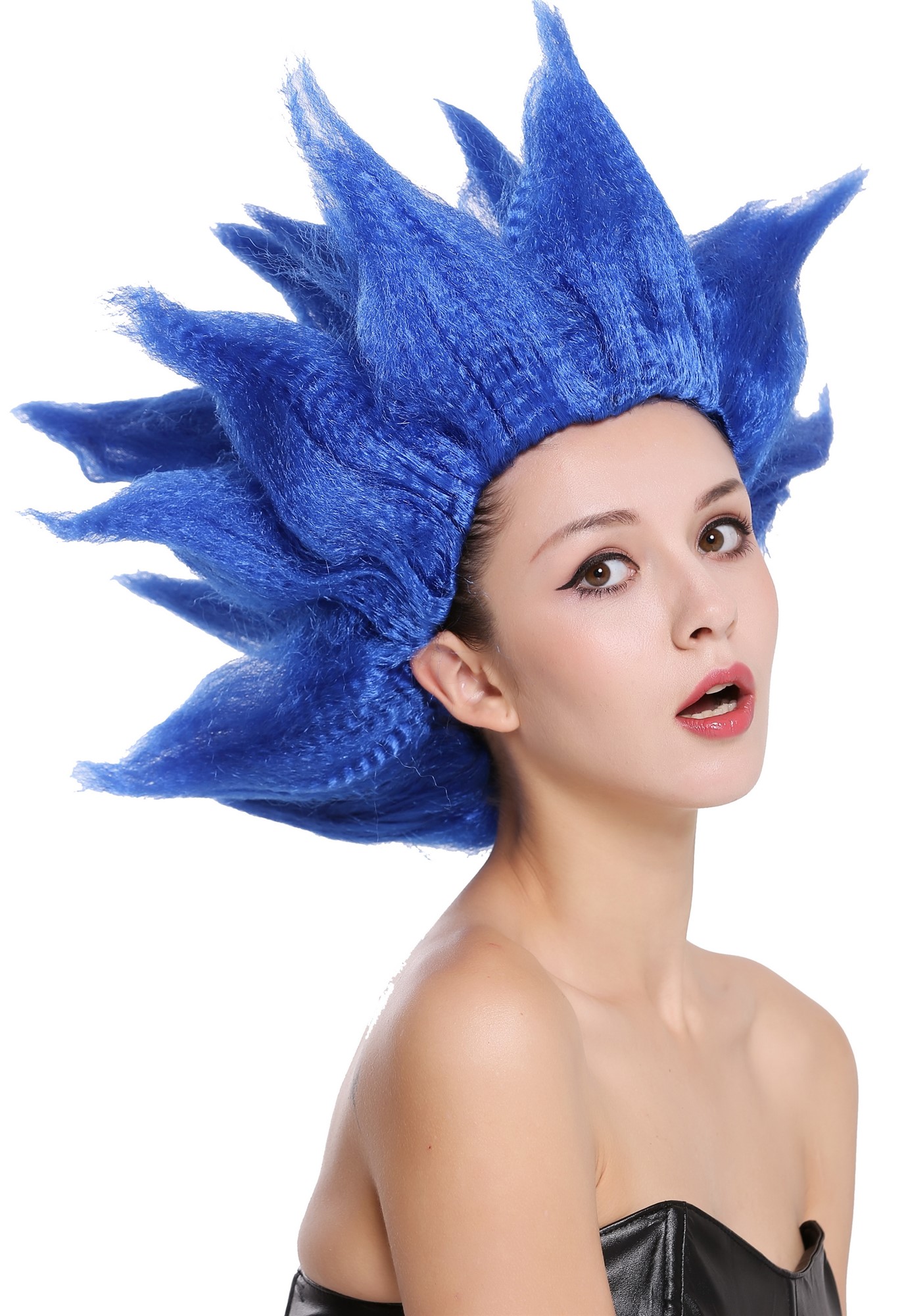 günstige Party Perücke, Perücke Hochtoupiert Fee Blume Blau 91062-PC3, Ansicht 3, WIG ME UP: Ihr Perücken Online Shop wellige Party Perücke Blau kurze Haare Unisex