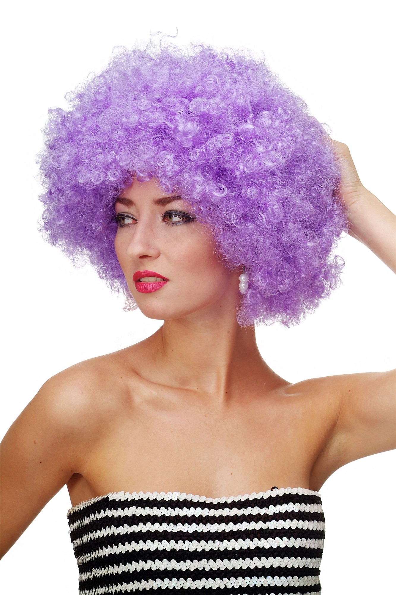 Party/Fancy Dress/Halloween WIG gigantic super volume PURPLE disco AFRO funky huge HAIR!, front view, WIG ME UP: Your Perücken Online Shop Party Wig, Unisex, neon violet, curled, short