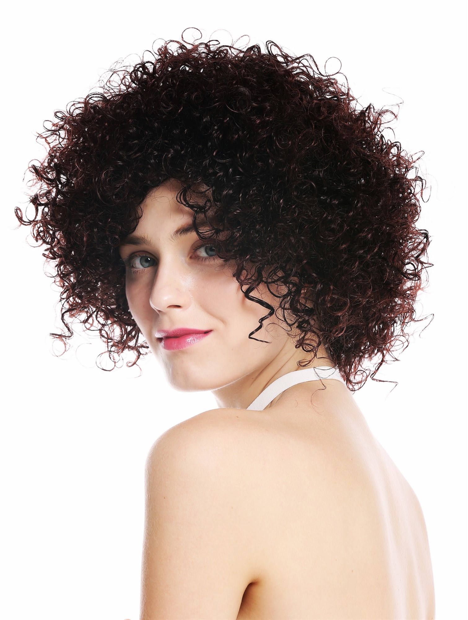 hochwertige Qualitätsperücken, Perücke kurz voluminös gelockt Mahagoni Braun Mix VK-11-2T33, Ansicht 3, WIG ME UP: Ihr Perücken Online Shop lockige Tressen-Perücke Braun-Mix kurze Haare für Damen