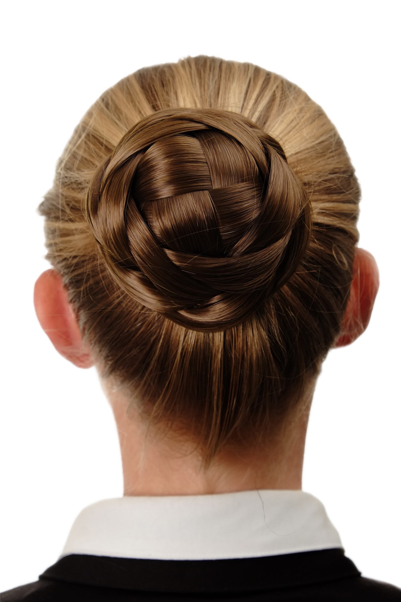 Haarknoten Haarteil Dutt geflochten Goldbraun Q399D-12, Vorderansicht, WIG ME UP: Ihr Perücken Online Shop geflochtener Dutt Haarteil Goldbraun