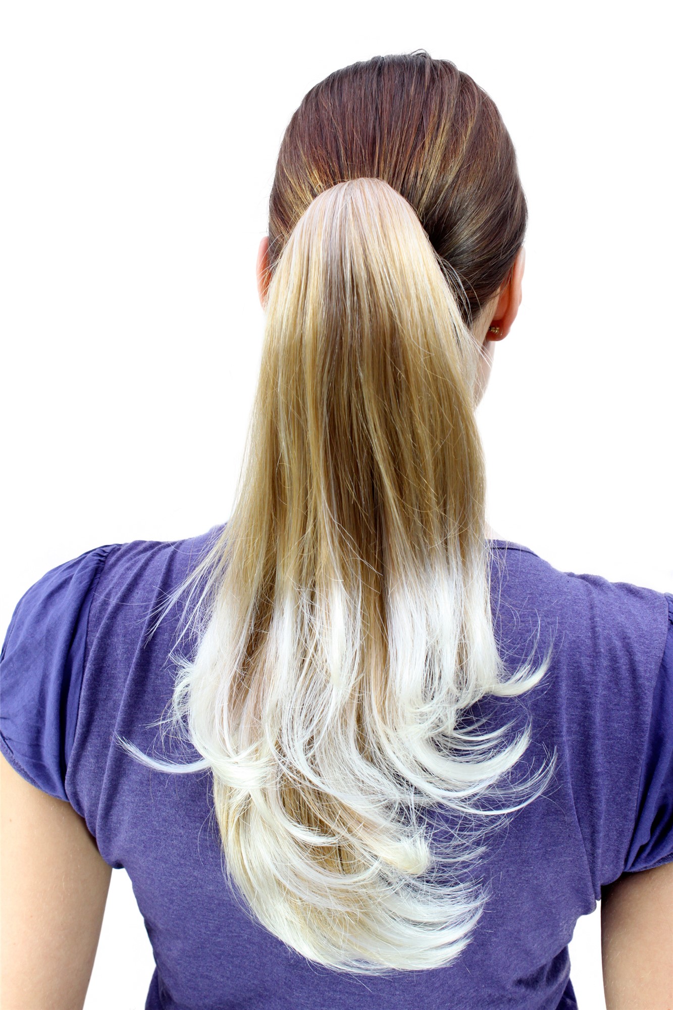 Hairpiece PONYTAIL medium length straight MIXED BLOND (T400 Colour 27T613) blonde Extension, front view, WIG ME UP: Your Perücken Online Shop Ponytails, strawberry blonde-platinum blonde mix, curled, shoulder-length
