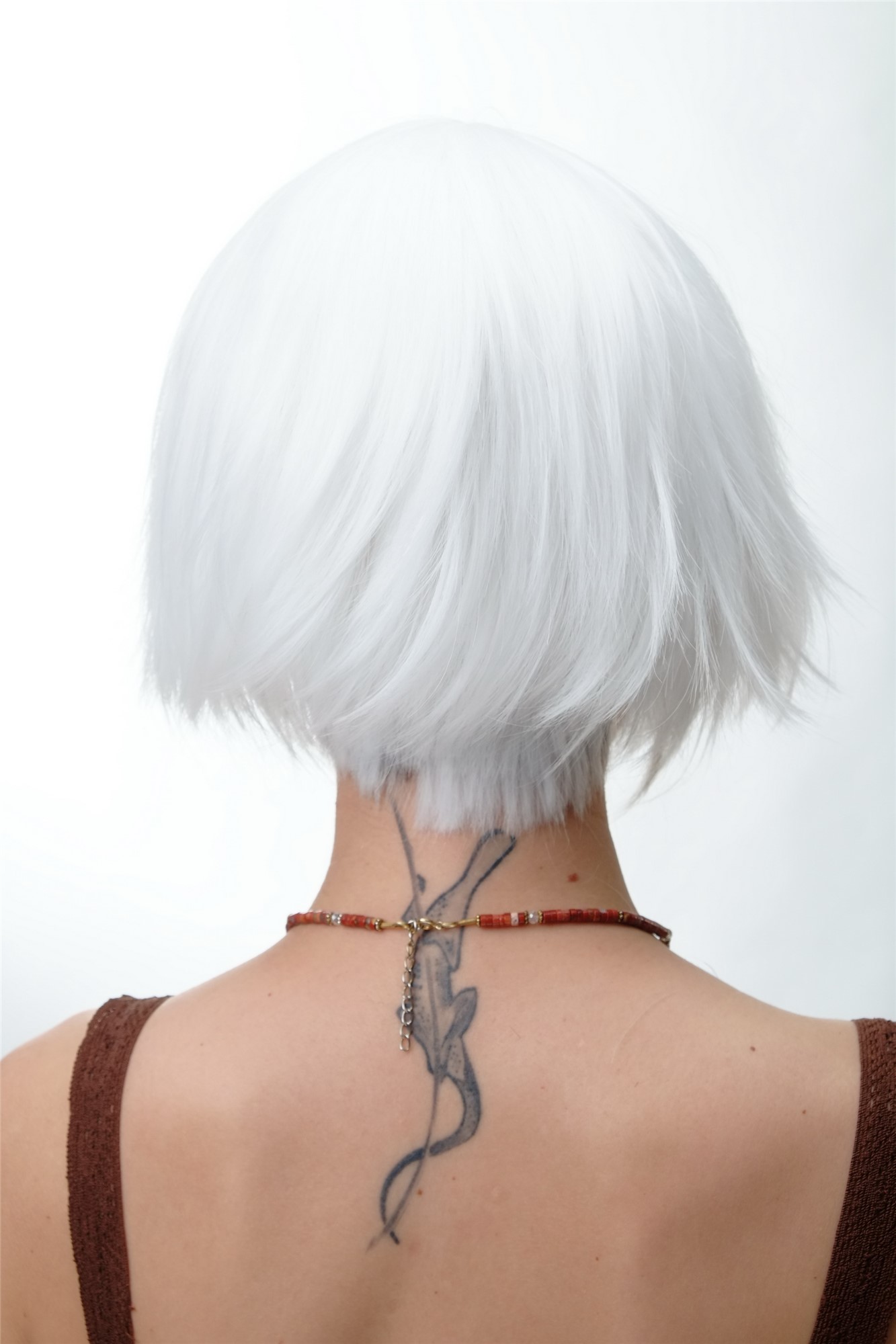 glatte Tressen-Perücke Blütenweiß kurze Haare für Damen