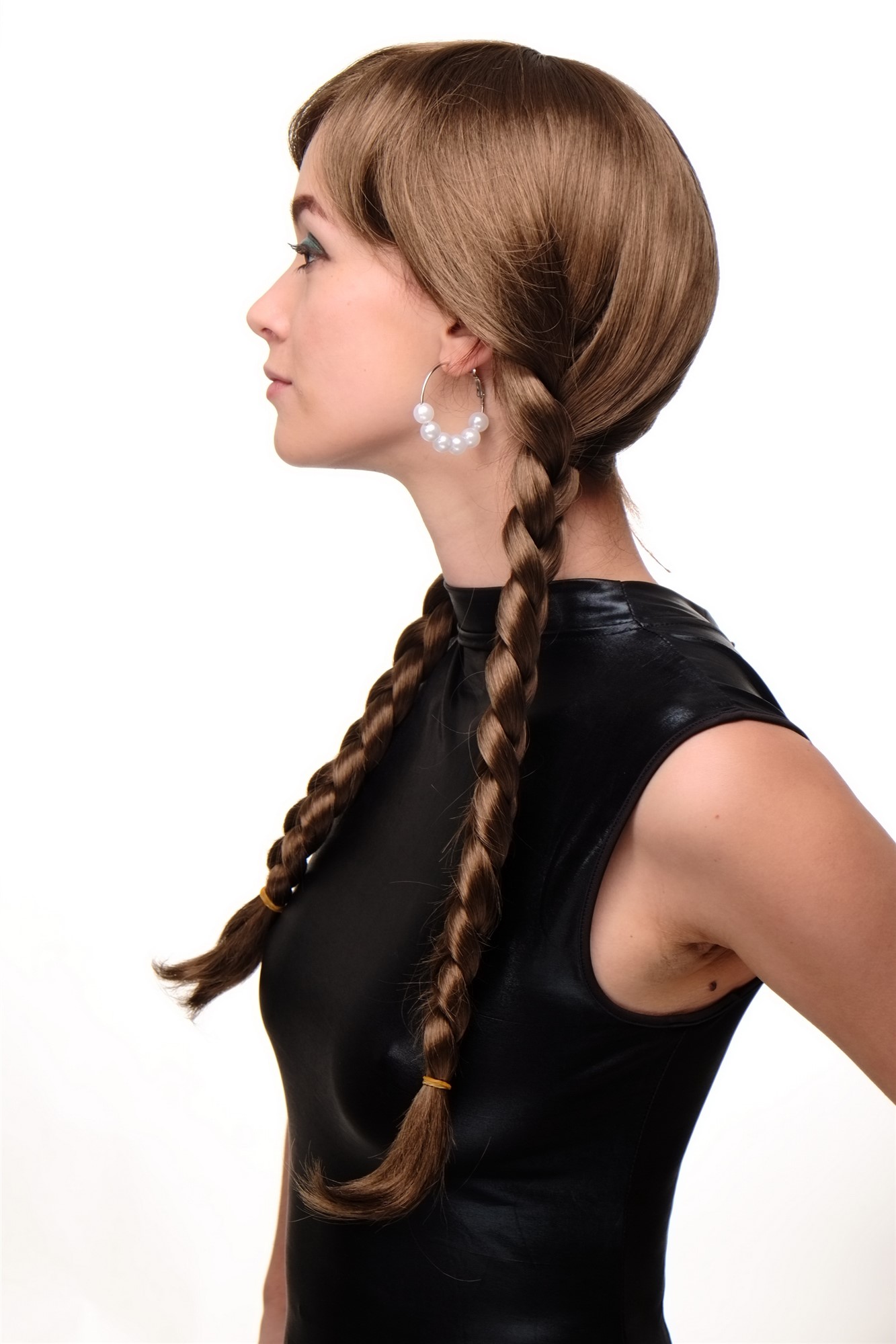 Lady women wig Cosplay long braided pigtails braids Schoolgirl Lolita brown 3446, view 3, WIG ME UP: Your Perücken Online Shop Quality Wigs, Ladies, golden brown, Braided, long