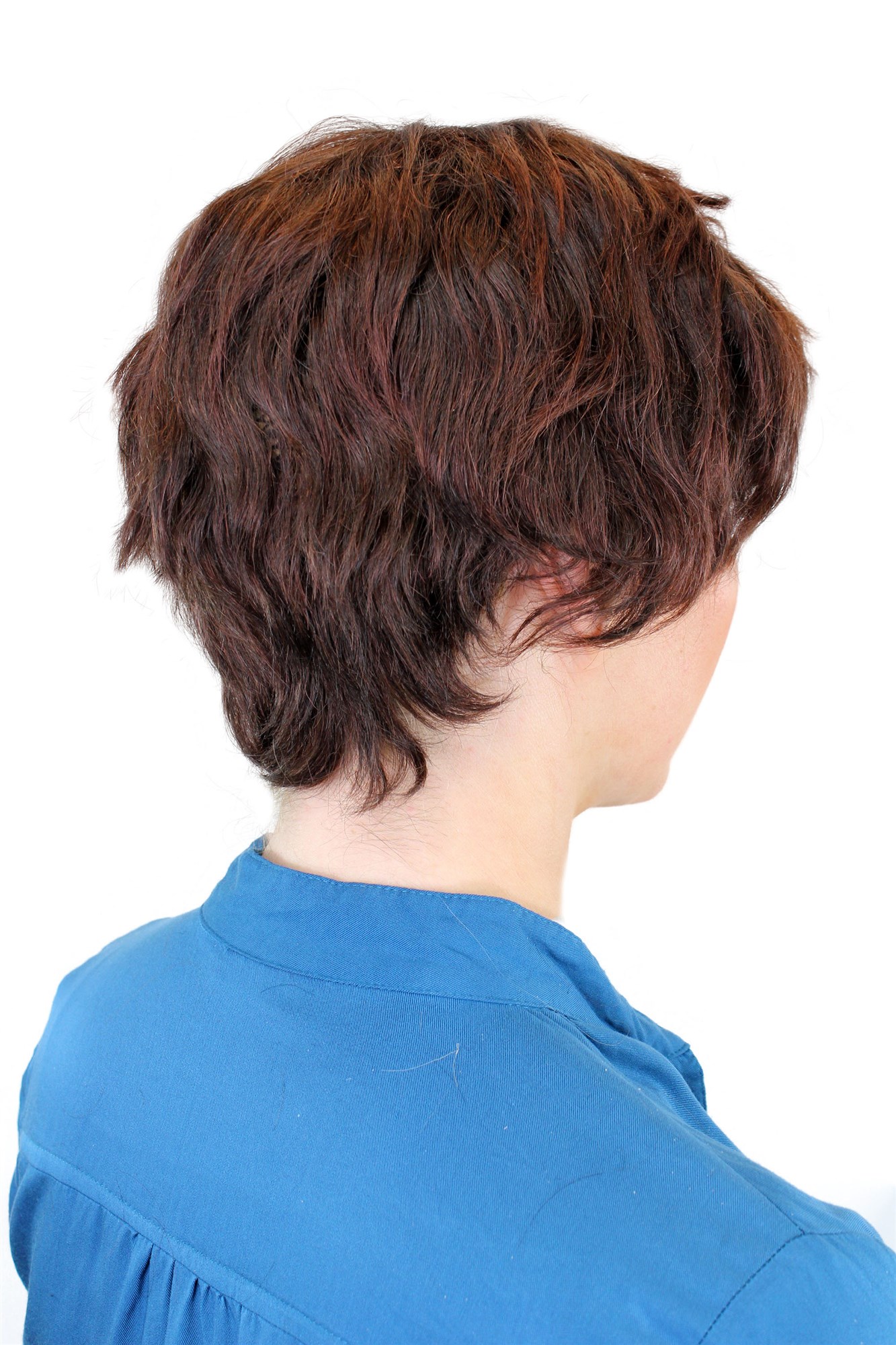 hochwertige Qualitätsperücken, Echthaarperücke Wellig Kurz Kastanie T8301HH-2T33, Ansicht 6, WIG ME UP: Ihr Perücken Online Shop wellige Tressen-Perücke mit Kopfhaut-Imitat 100% Echthaar Braun kurze Haare für Damen