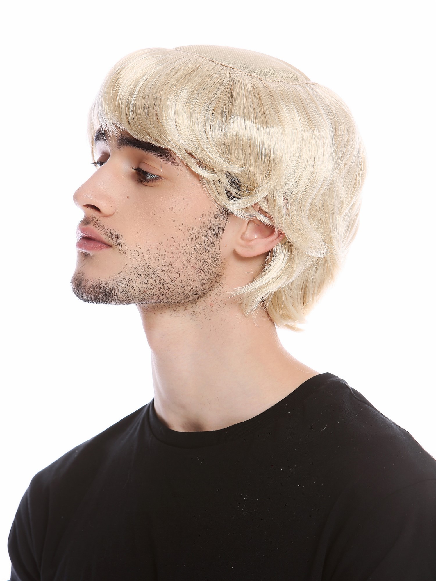 günstige Party Perücke, Perücke Mönch Tonsur Halbglatze Blond 90776-ZA83, Ansicht 3, WIG ME UP: Ihr Perücken Online Shop glatte Party Perücke Blond kurze Haare für Herren