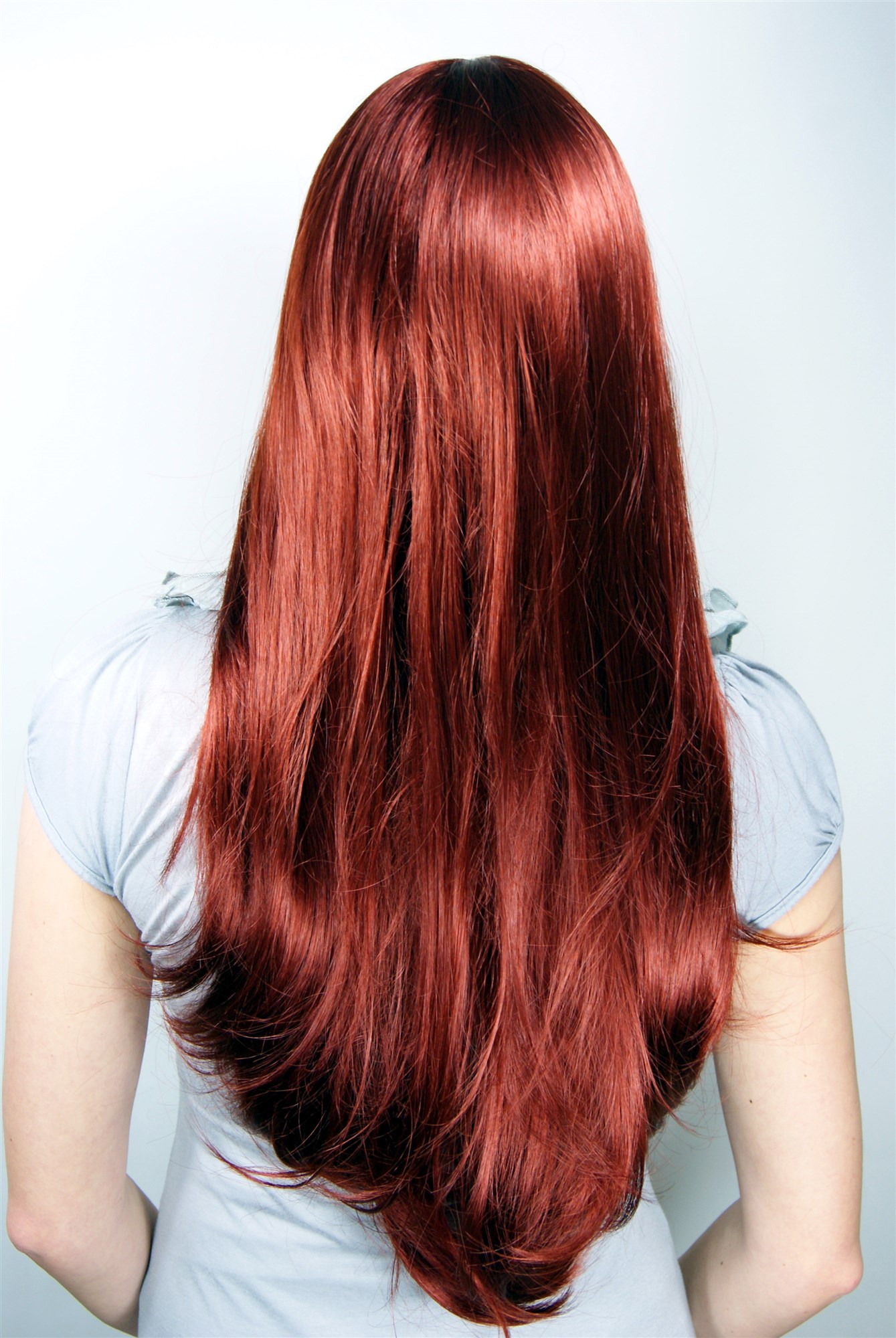 Lady women wig very long fringe part to side straight dark auburn redbrown 3111, view 4, WIG ME UP: Your Perücken Online Shop Quality Wigs, Ladies, Red, straight, long