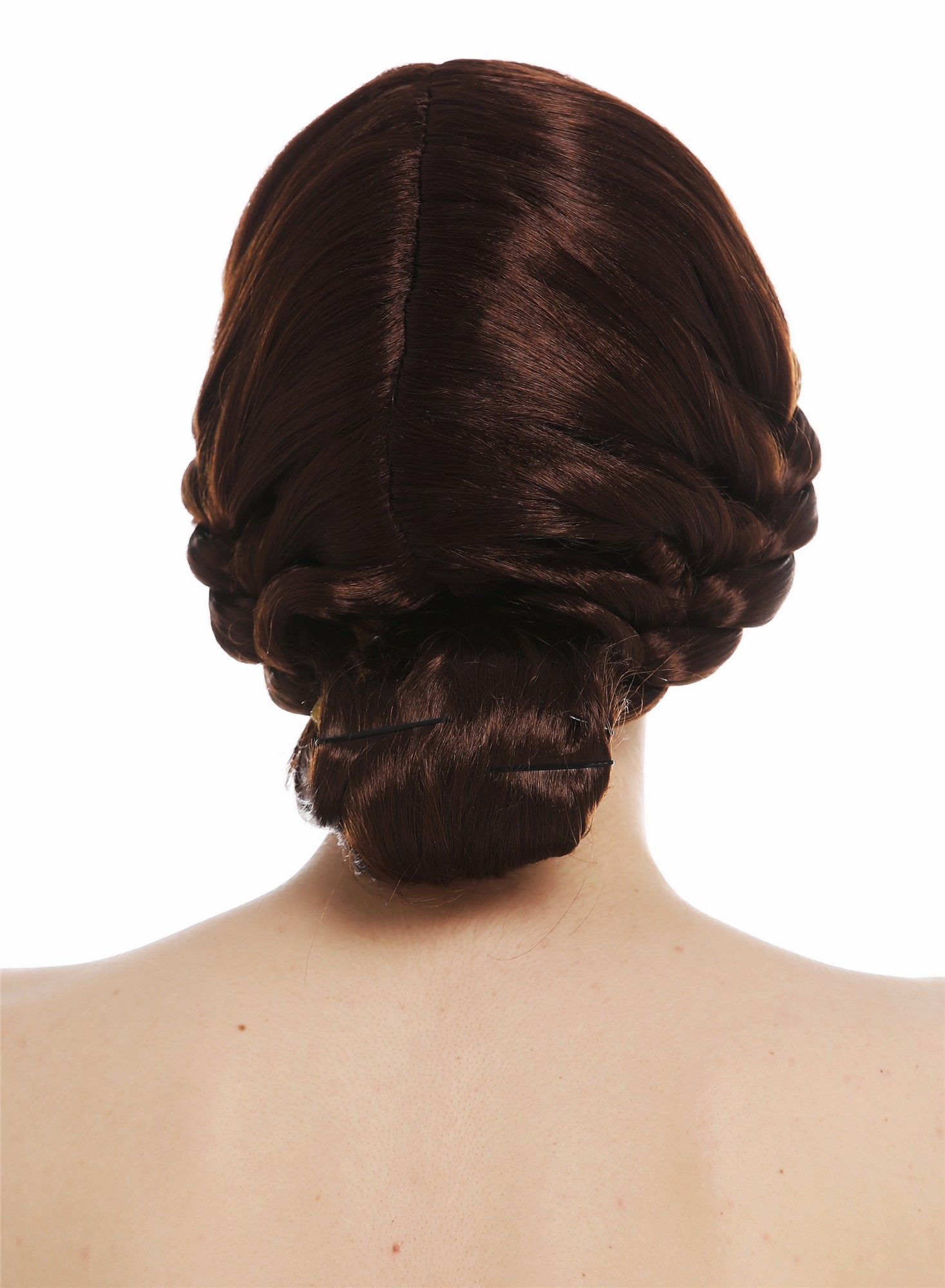 Women's wig carnival plaited bun traditional maiden middle ages brown 2614, view 6, WIG ME UP: Your Perücken Online Shop Party Wig, Ladies, chestnut brown, Braided, short