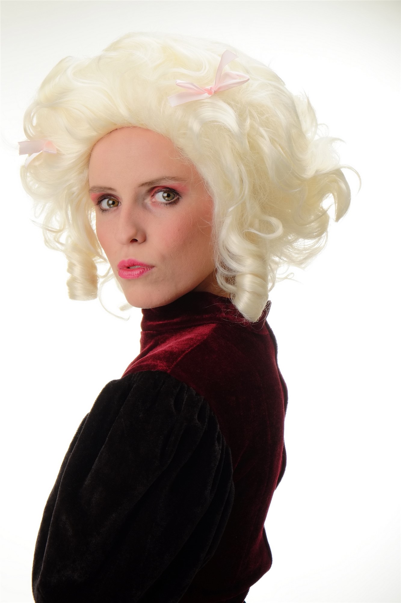 günstige Party Perücke, Perücke Barock Viktorianisch Platinblond Locken PT0039-K613, Ansicht 2, WIG ME UP: Ihr Perücken Online Shop lockige Party Perücke Blond kurze Haare für Damen