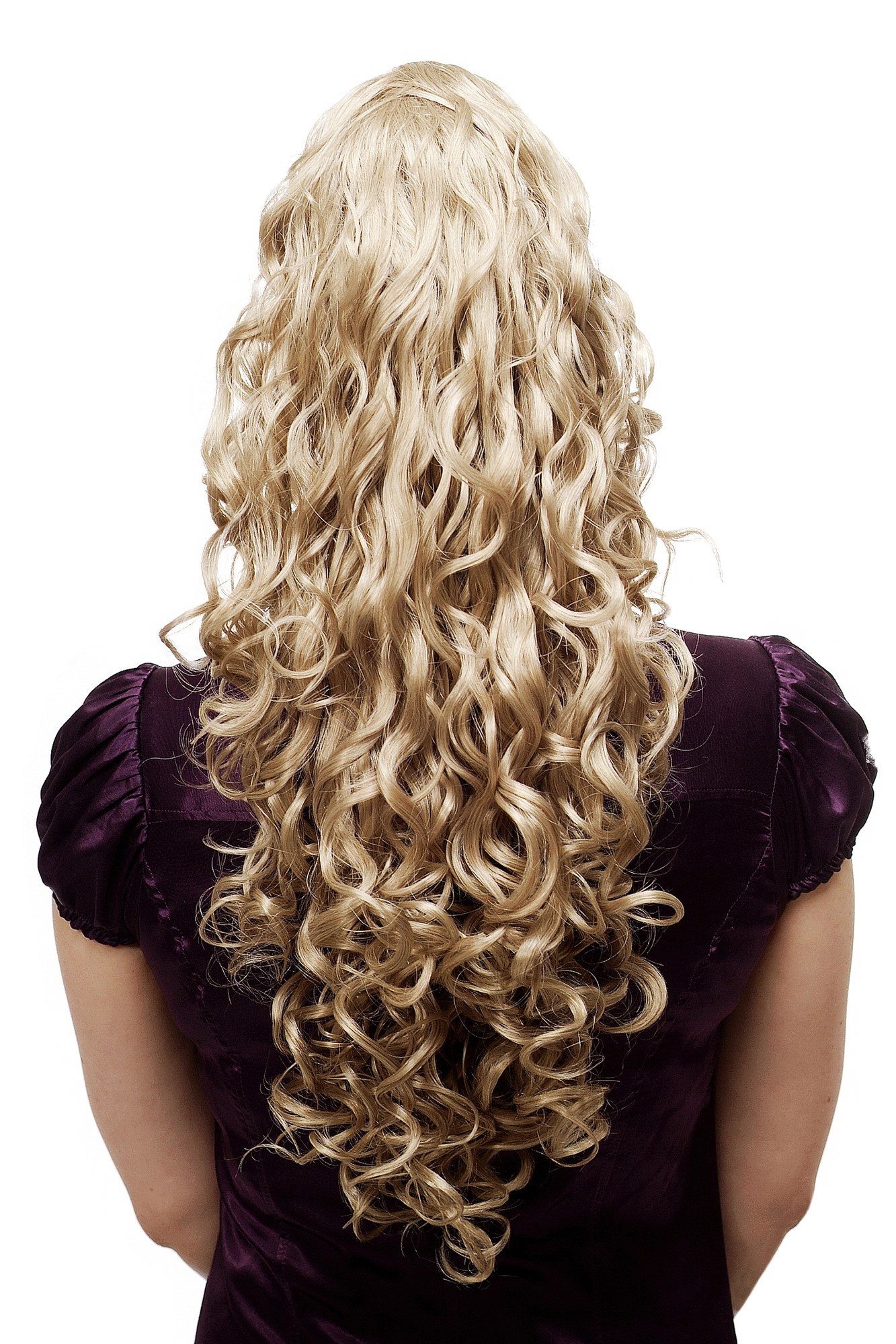 N310-22 Hairpiece PONYTAIL extension VERY long MASSIVE volume voluminous curly AMAZING curls kinks middle medium blond 23", front view, WIG ME UP: Your Perücken Online Shop Ponytails, light blonde, curled, long