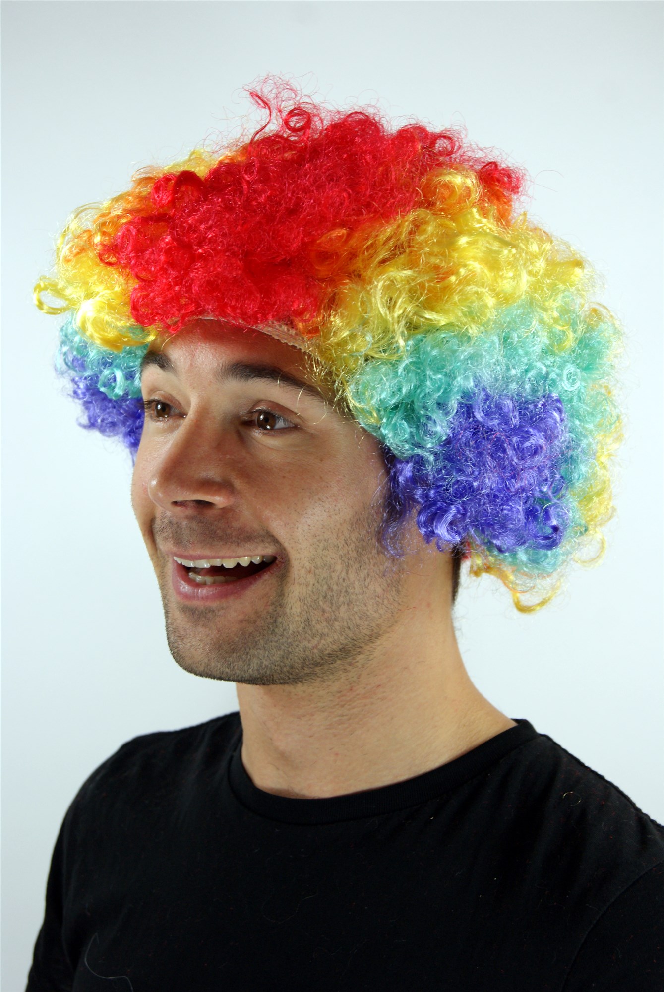 günstige Party Perücke, Bunte Afro-Perücke Clown für die närrische Jahreszeit PW0179, Ansicht 2, WIG ME UP: Ihr Perücken Online Shop lockige Party Perücke bunt kurze Haare Unisex