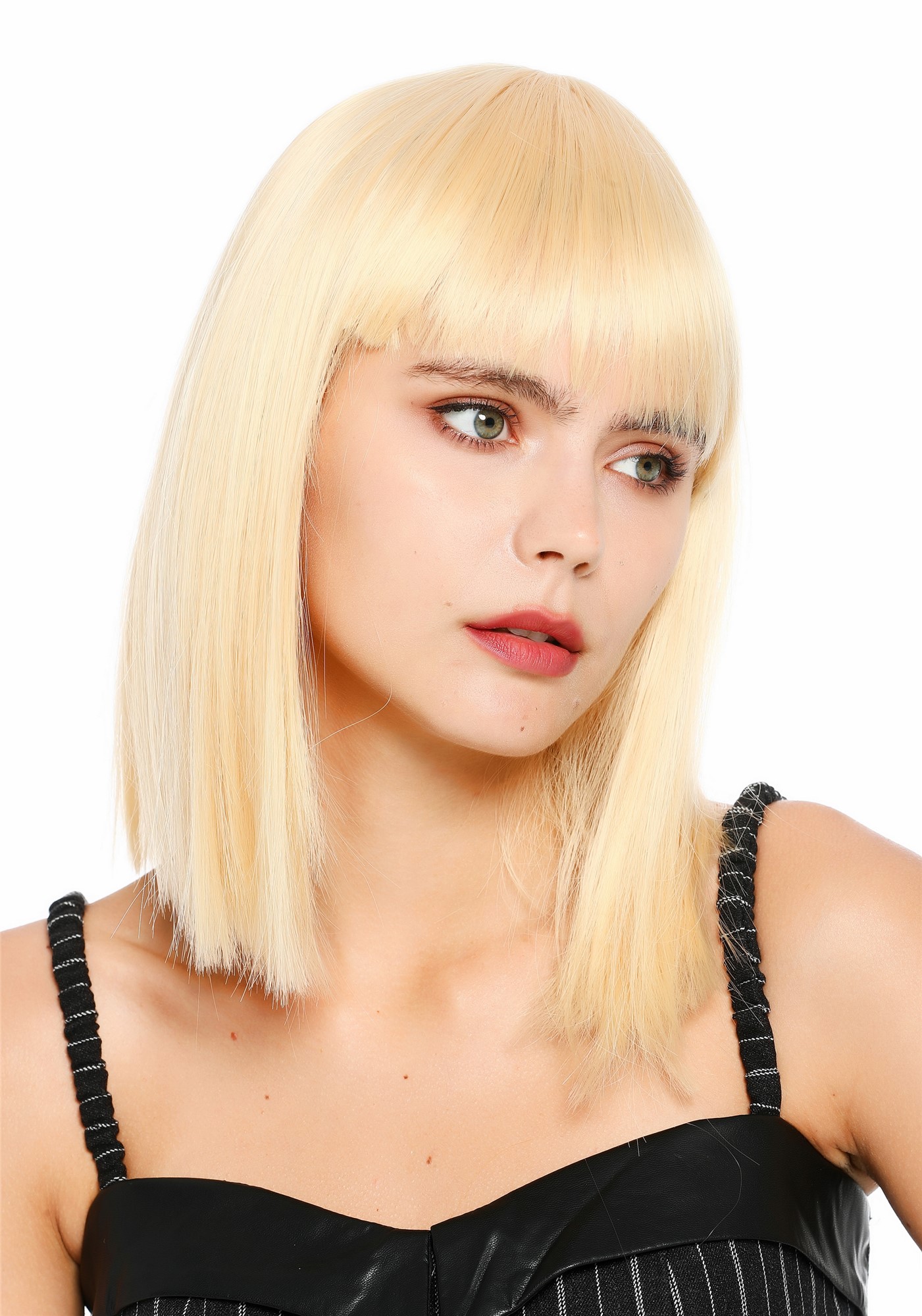 glatte Party-Perücke Honiggelb 40 cm lange Perücke für Damen