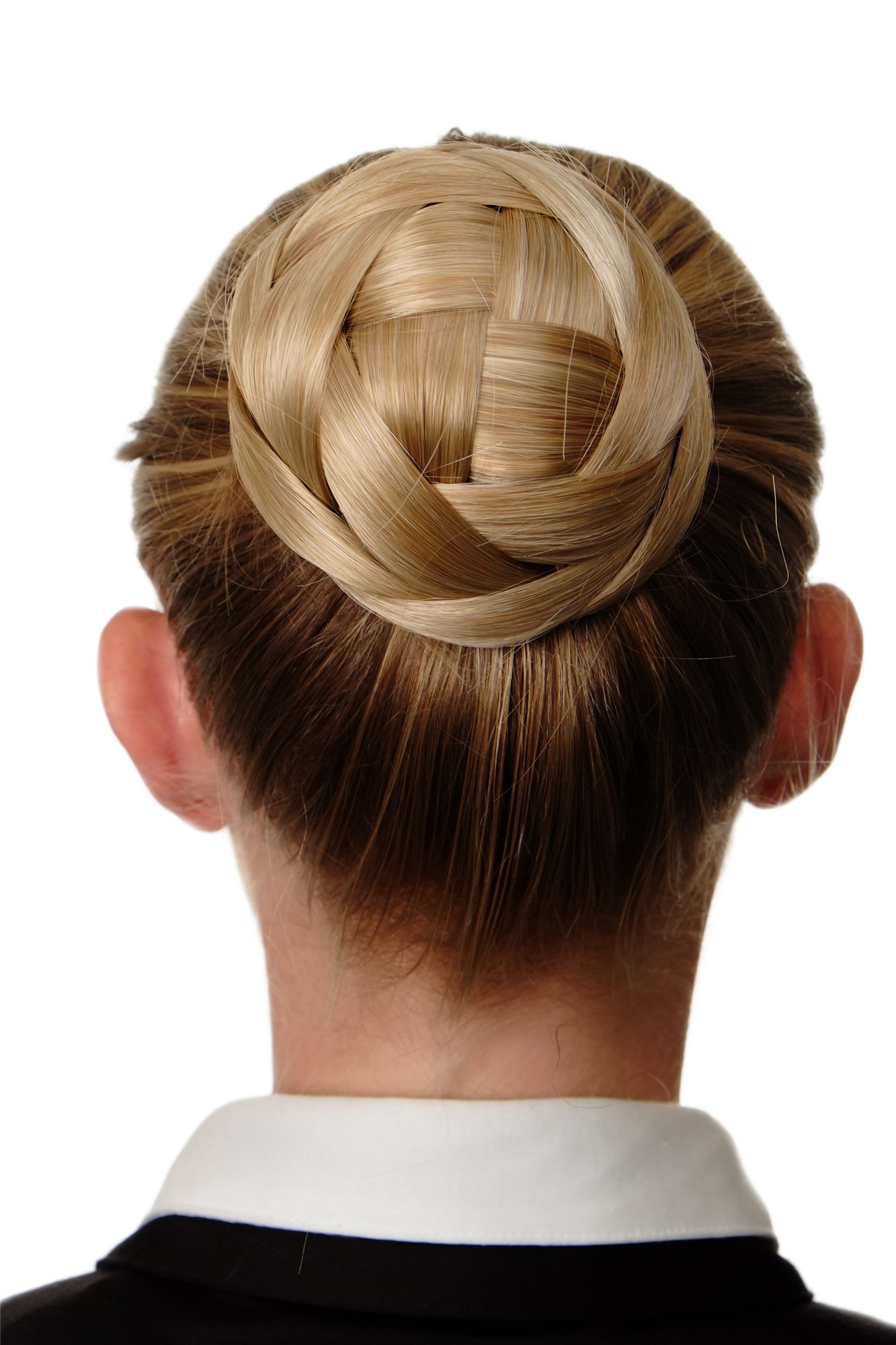 Hair Bun, golden blonde-platinum blonde mix, Braided, short