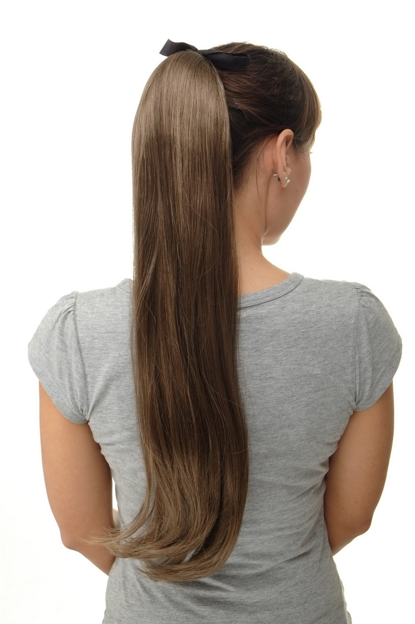 Hairpiece PONYTAIL (comb & ribbon wrap-around system) extension full volume long straight brown, view 2, WIG ME UP: Your Perücken Online Shop Ponytails, dark golden brown, straight, long