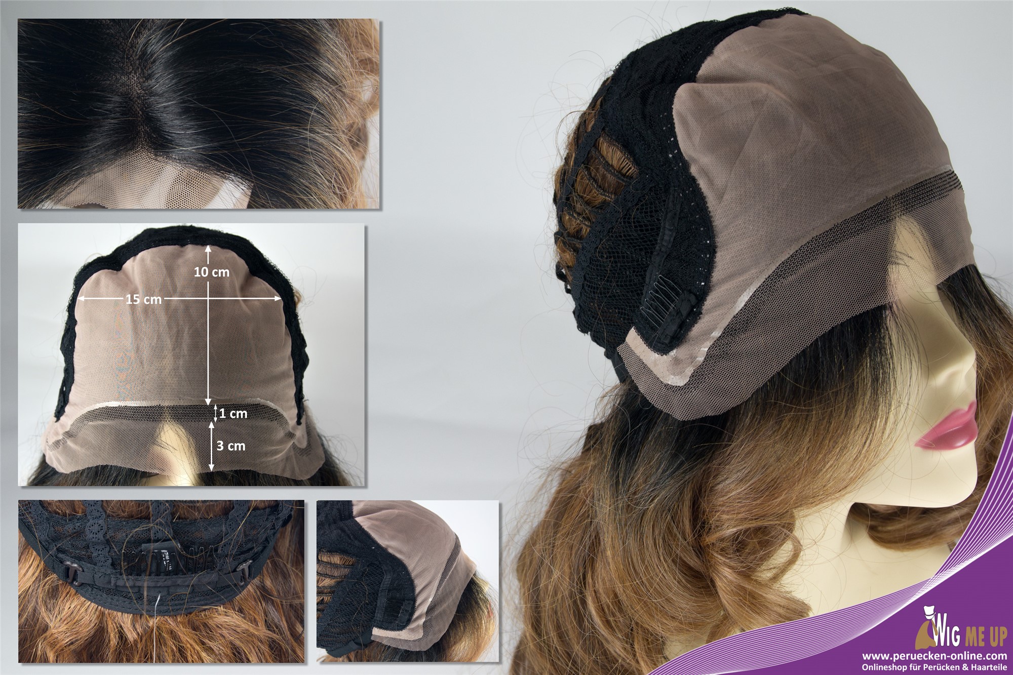 hochwertige Qualitätsperücken, Perücke Lace-Front Teil-Mono Lang Locken Ombre Braun Blond DW2606-MF-47-OF27-30-613, Ansicht 5, WIG ME UP: Ihr Perücken Online Shop lockige Tressen-Perücke mit Teil-Mono Oberkopf, Front-Lace, Voll-Mono Erdbeerblond-Kupferbraun-Platinblond-Samtschwarz-Mix lange Haare für Damen