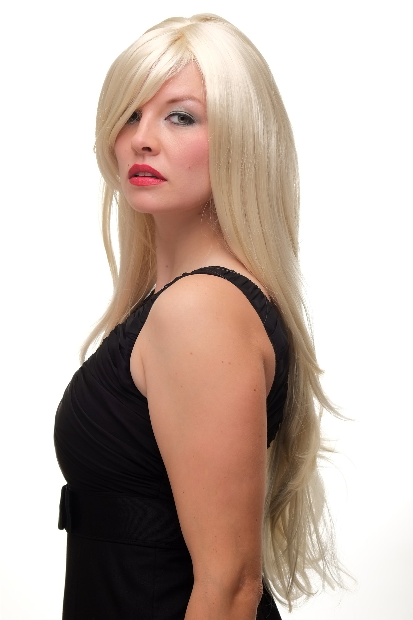 hochwertige Qualitätsperücken, Lange Damen Perücke Mittelscheitel platinblond blond 3216-613, Ansicht 3, WIG ME UP: Ihr Perücken Online Shop wellige Tressen-Perücke mit Kopfhaut-Imitat Platinblond sehr lange Haare für Damen