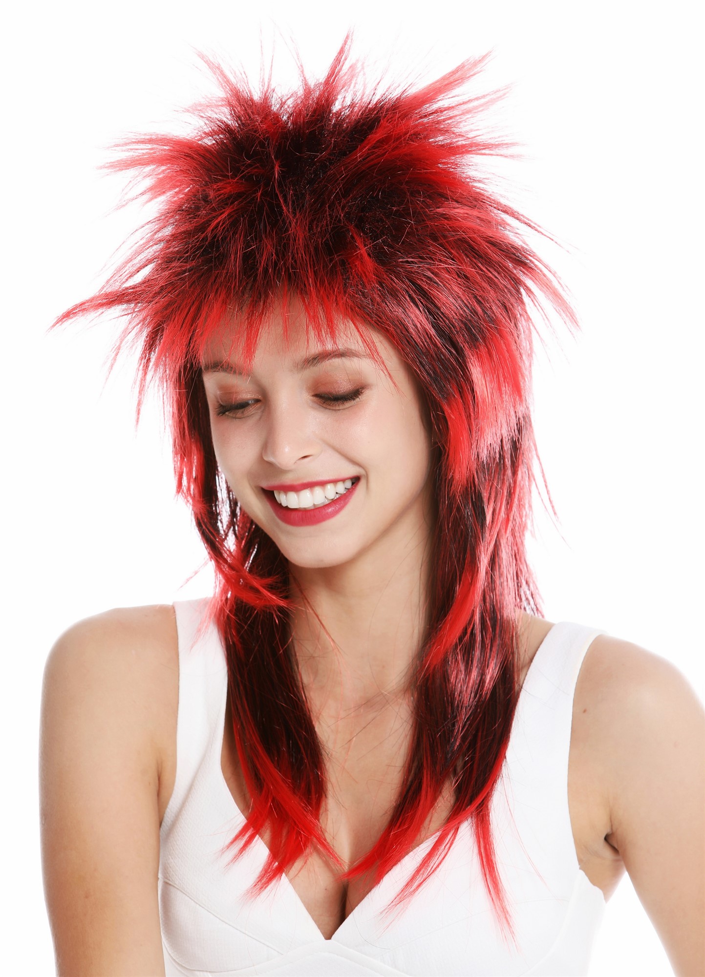 Party Wig, Unisex, black-red mix, straight, long