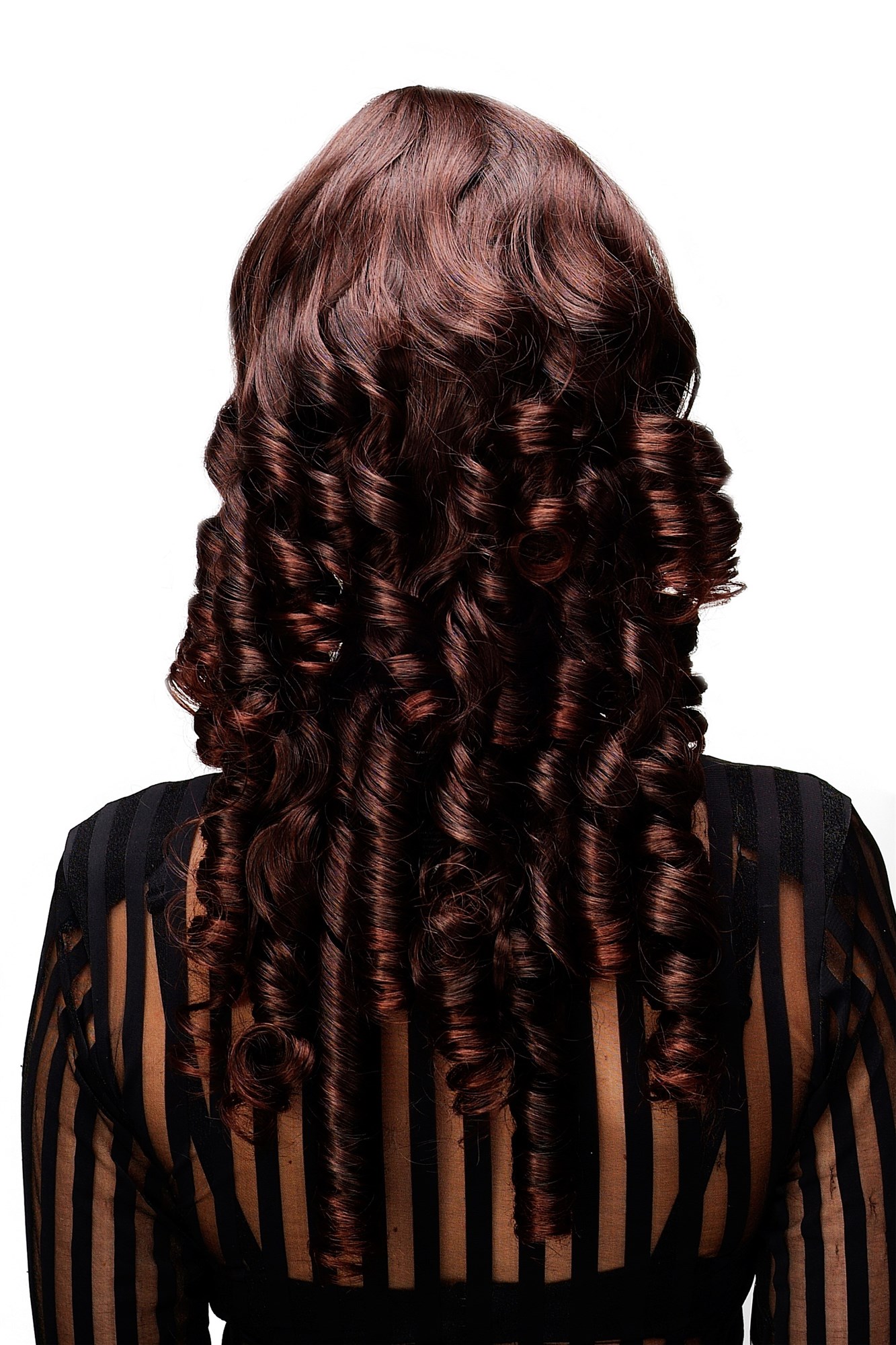 hochwertige Qualitätsperücken, Perücke Braun Korkenzieher-Locken TYW60590-2T33, Ansicht 2, WIG ME UP: Ihr Perücken Online Shop lockige Tressen-Perücke mit Kopfhaut-Imitat Braun lange Haare für Damen