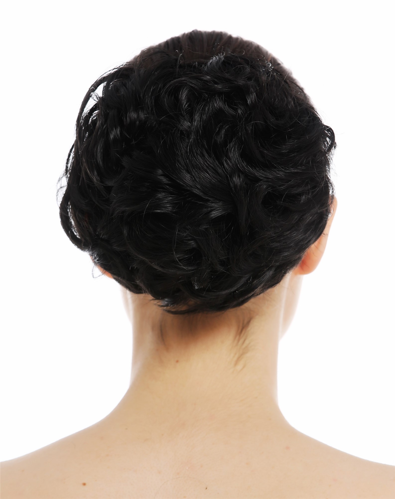 Haarteil Haarnest Haarrose voluminös lockig wellig Schwarz QT-20-1B, Ansicht 2, WIG ME UP: Ihr Perücken Online Shop lockiger Dutt Haarteil Samtschwarz
