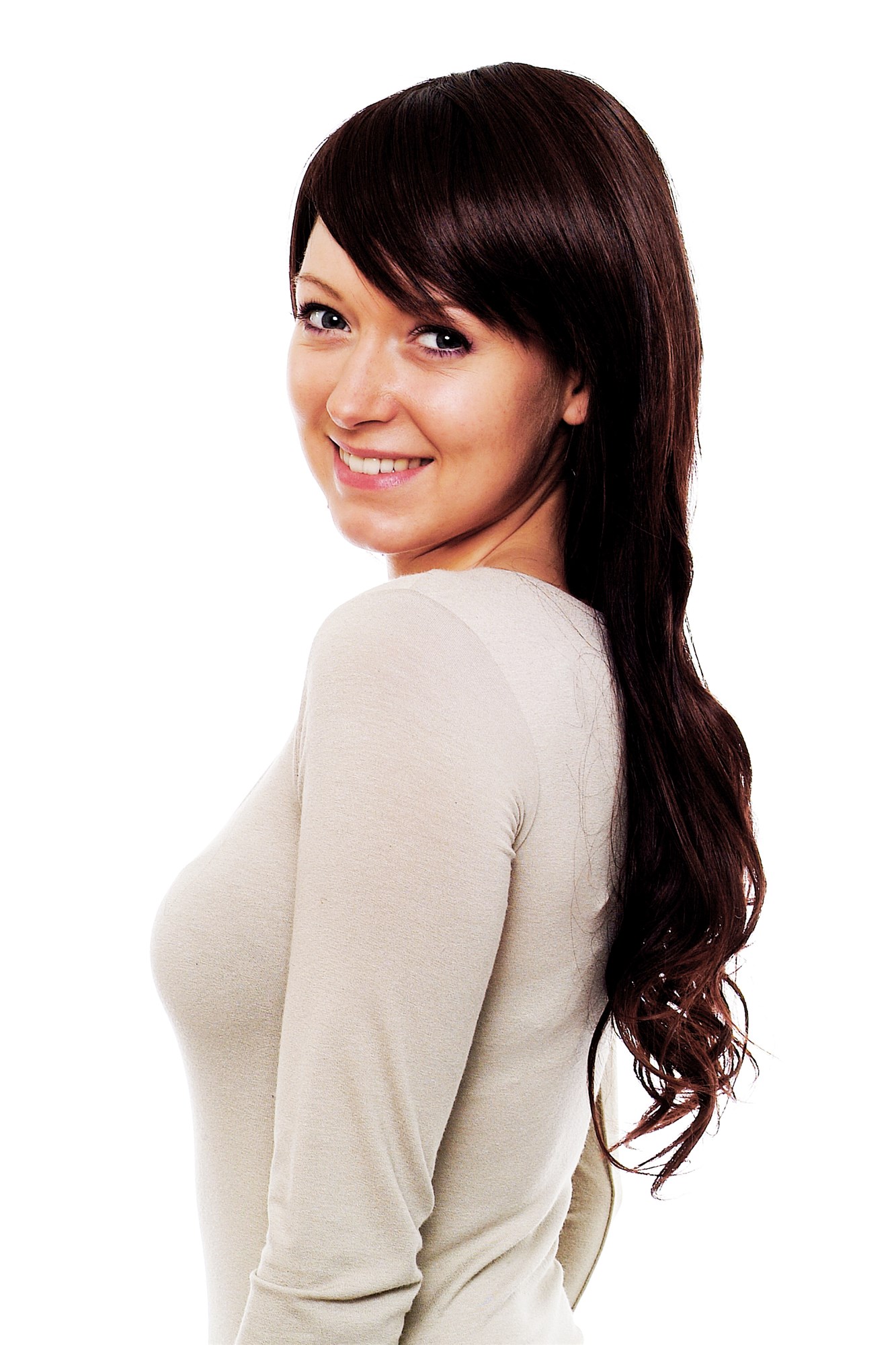 hochwertige Qualitätsperücken, Wellige langhaarige Perücke Dunkelbraun-Kastanie-Mix H9384E-2T33, Ansicht 2, WIG ME UP: Ihr Perücken Online Shop wellige Tressen-Perücke mit Kopfhaut-Imitat Braun lange Haare für Damen