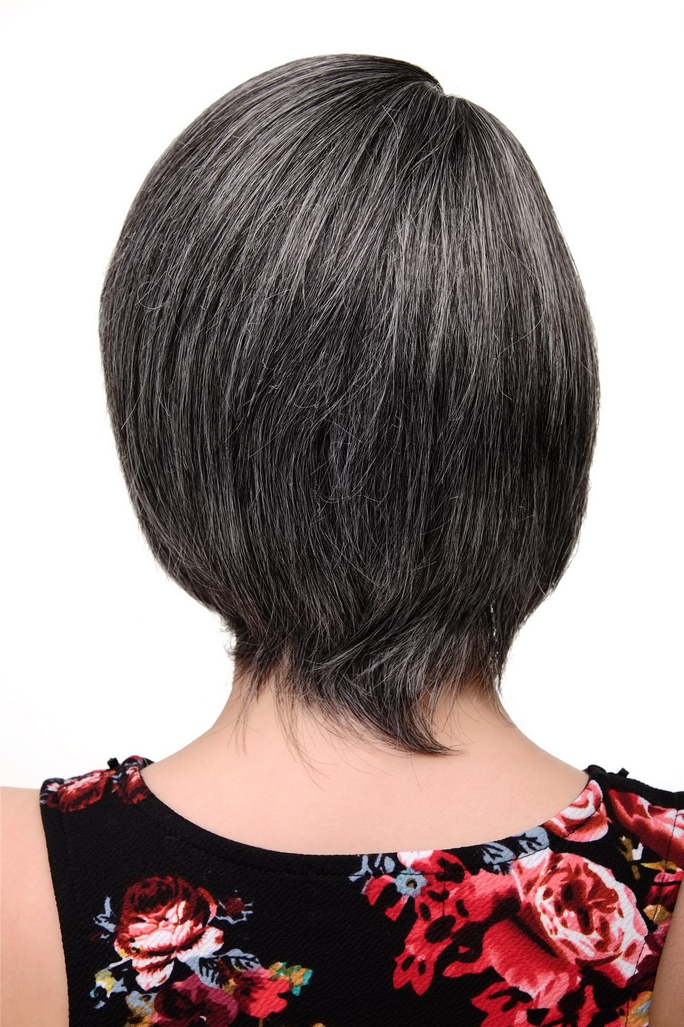 Lady women wig short long bob page long fringe parted to side dark gray 6082, view 4, WIG ME UP: Your Perücken Online Shop Quality Wigs, Ladies, dark brown-gray mix, straight, short