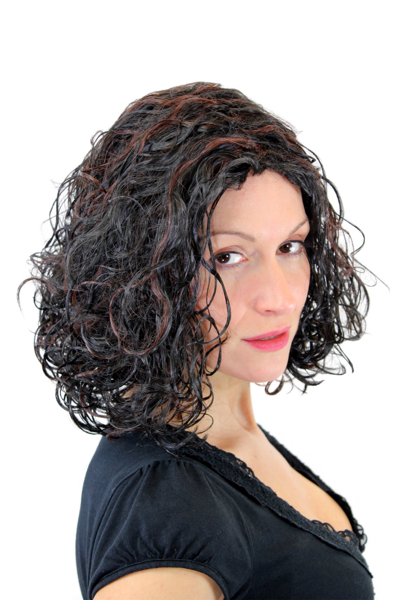 CARIBBEAN DREAM Lady  Wig WILD wet-look curls middle-parting MIXED DARK BROWN GFW1301-2H33, view 4, WIG ME UP: Your Perücken Online Shop Quality Wigs, Ladies, dark brown, curled, short