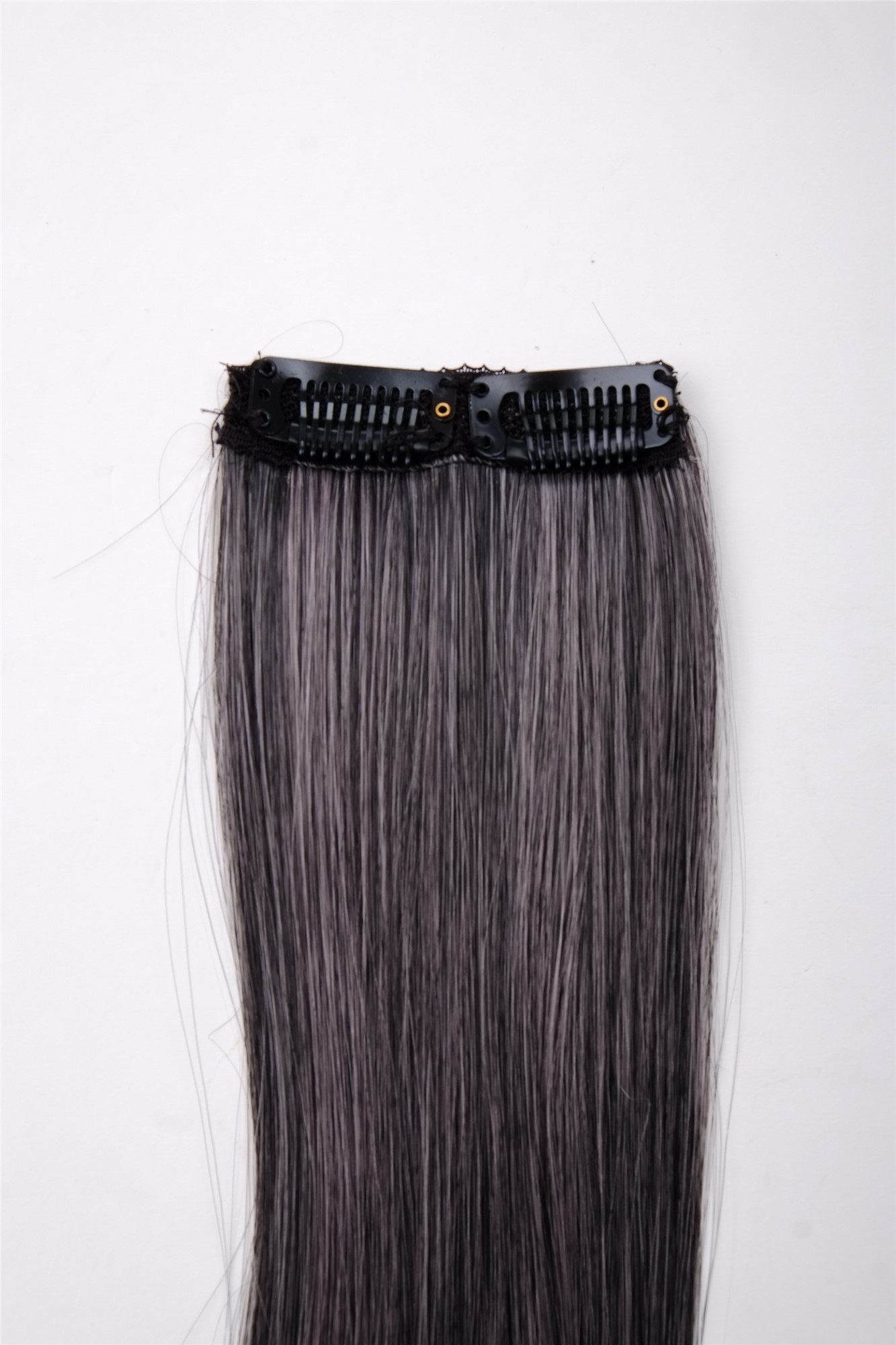 2 Clips Extension Strähne glatt 45 cm Rosa-Schwarz-Mix YZF-P2S18-1BT2333, Ansicht 3, WIG ME UP: Ihr Perücken Online Shop glatte Extensions Rosa-Schwarz-Mix Schwarzrosa 45 cm lang