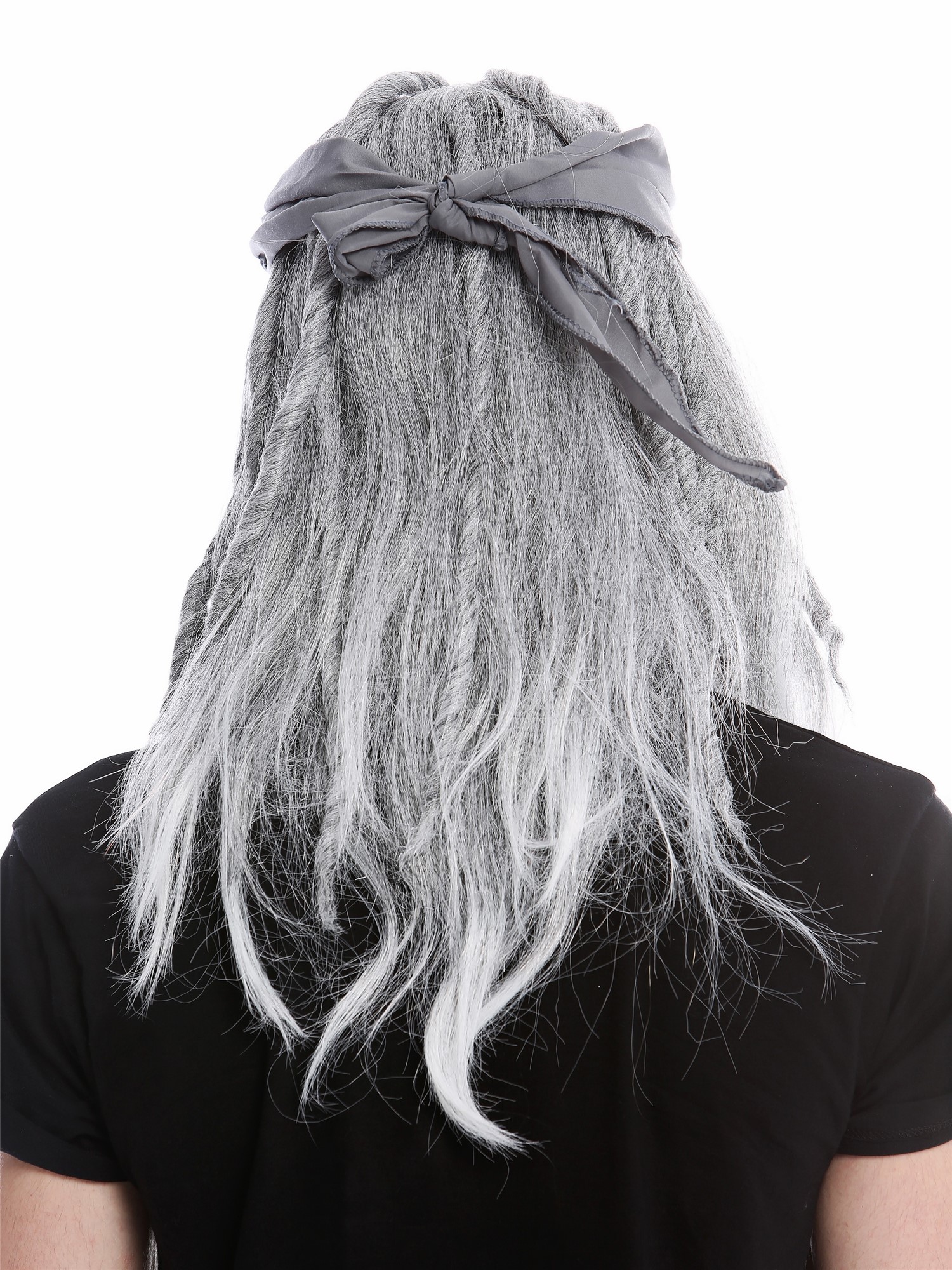 Pirate Wig Bandana Men Women long wild dreadlocks rasta old aged gray grey 91531, view 4, WIG ME UP: Your Perücken Online Shop Party Wig, Unisex, Gray,Dreads, straight, long