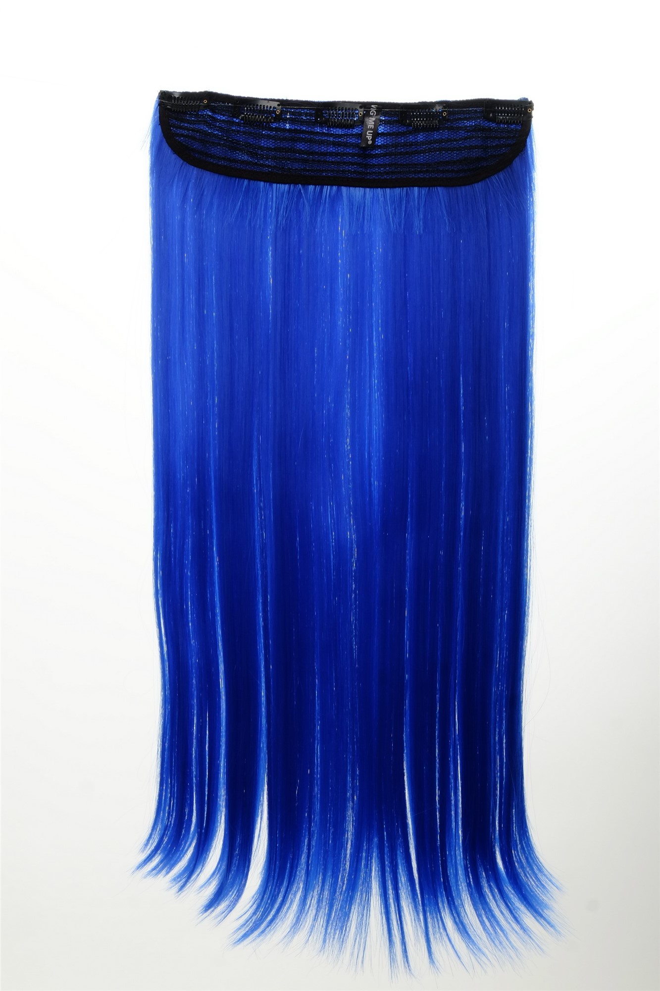 Halfwig, neon blue, straight, long