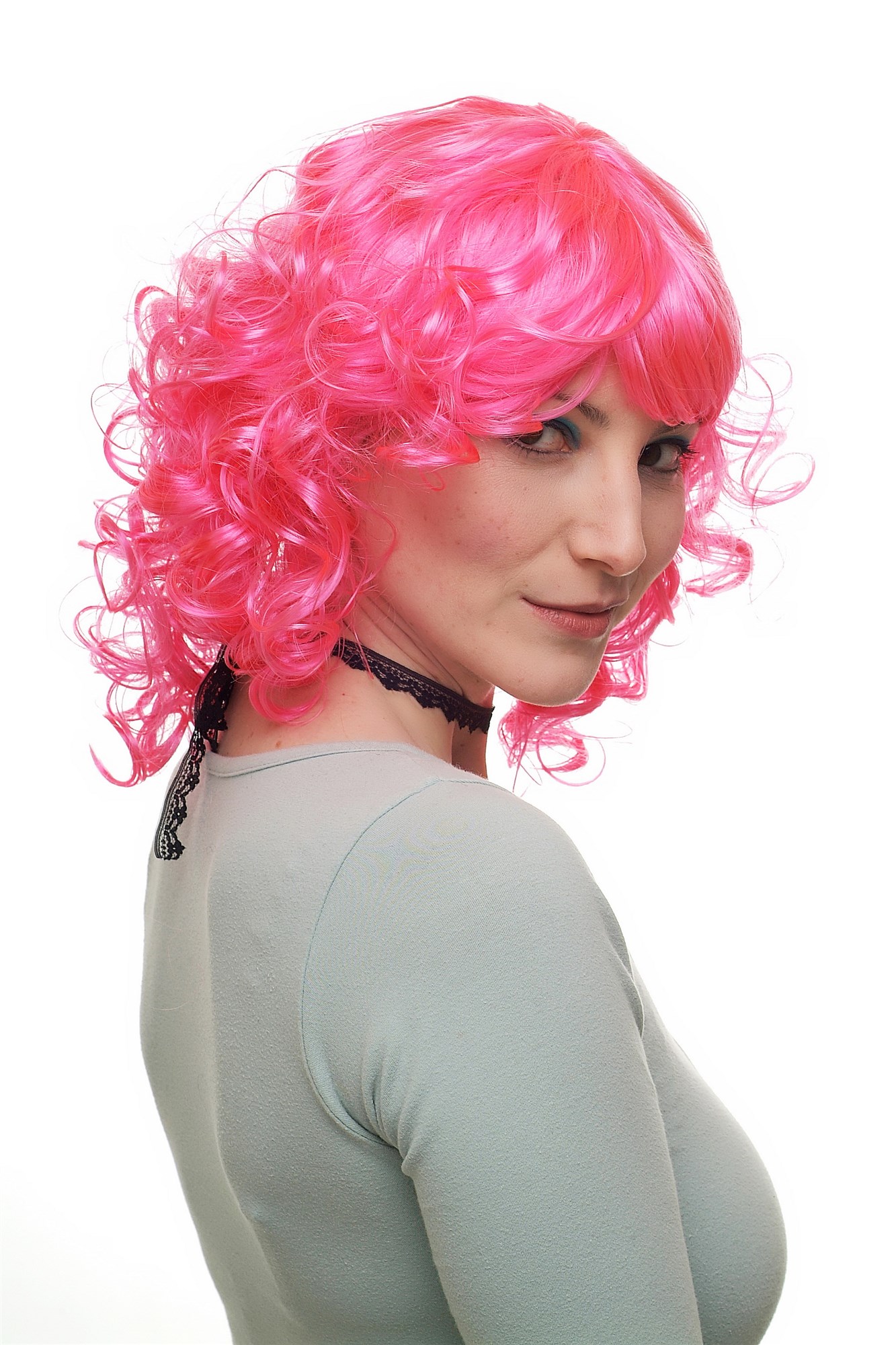 günstige Party Perücke, Perücke Pink Lolita Locken Schulterlang 68048-PC5, Ansicht 3, WIG ME UP: Ihr Perücken Online Shop lockige Party Perücke Pink schulterlange Haare für Damen