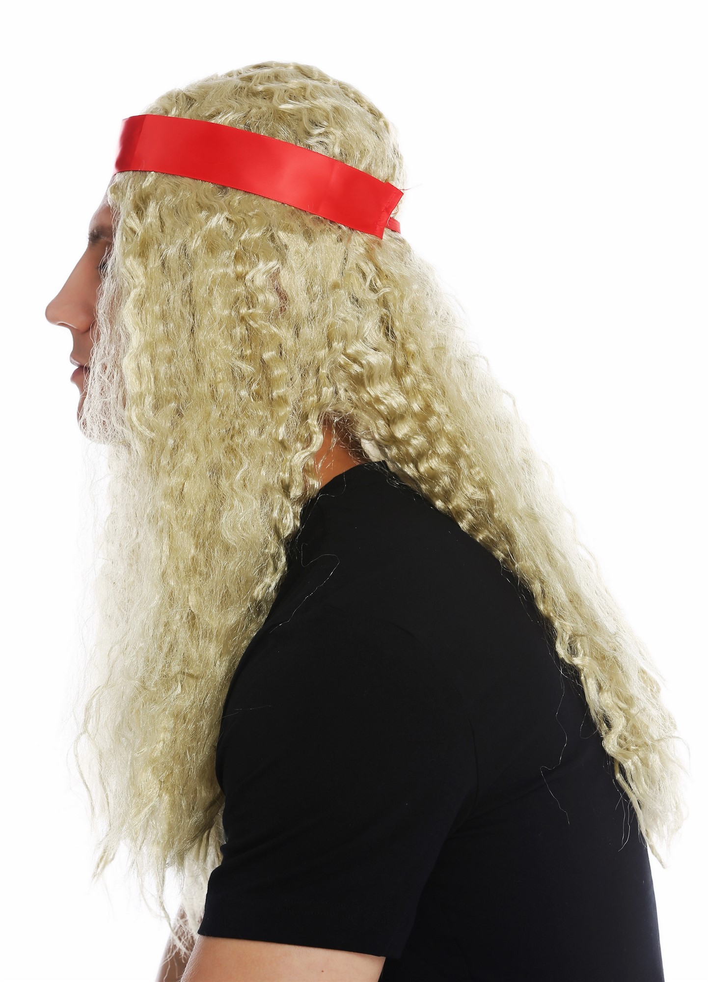 Wig women men long headband middle parting hippie 60's blonde curls 31912, view 4, WIG ME UP: Your Perücken Online Shop Party Wig, Unisex, light blonde, curled, long