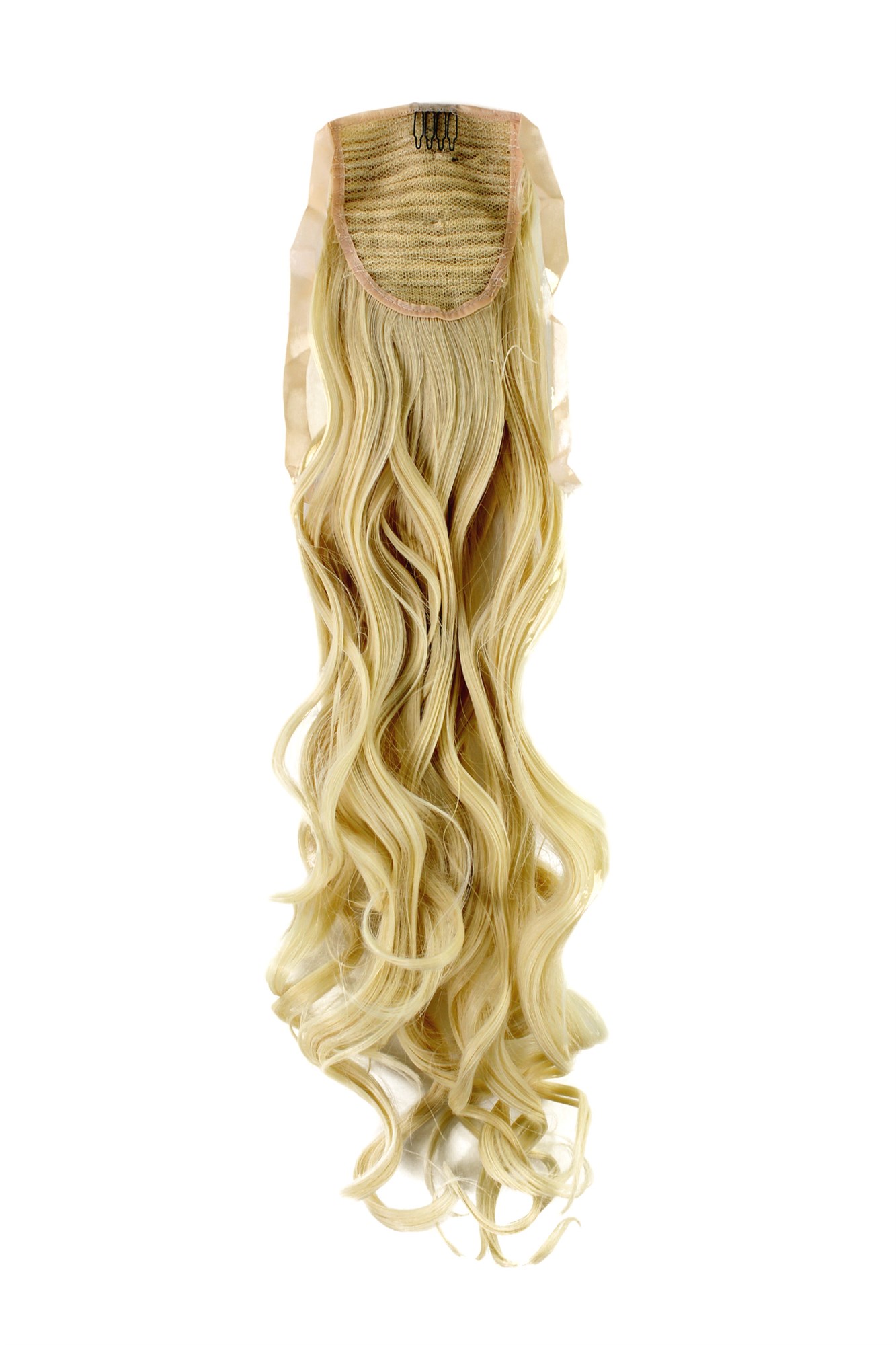 hochwertiger Zopf Haarteil mit Klammer und Band Hell-Blond wellig 63 cm YZF-1094HT-88, Ansicht 2, WIG ME UP: Ihr Perücken Online Shop welliges Zopf-Haarteil Hellblond 63 cm lang