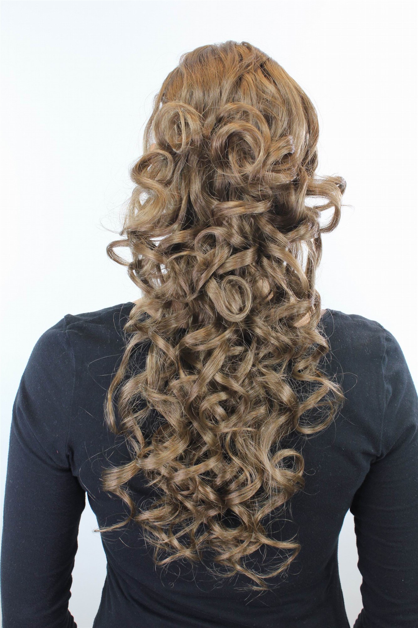 Hairpiece PONYTAIL extension LONG & AMAZING volume medium to light BROWN curly BEAUTIFUL curls, front view, WIG ME UP: Your Perücken Online Shop Ponytails, Brown, curled, long