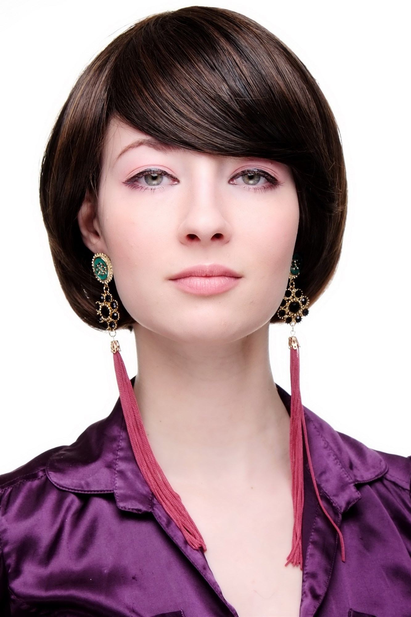 hochwertige Qualitätsperücken, Perücke mit Kurzhaarfrisur Bob Braun-Mix SA063-2T30, Vorderansicht, WIG ME UP: Ihr Perücken Online Shop glatte Tressen-Perücke mit Kopfhaut-Imitat Braun kurze Haare für Damen