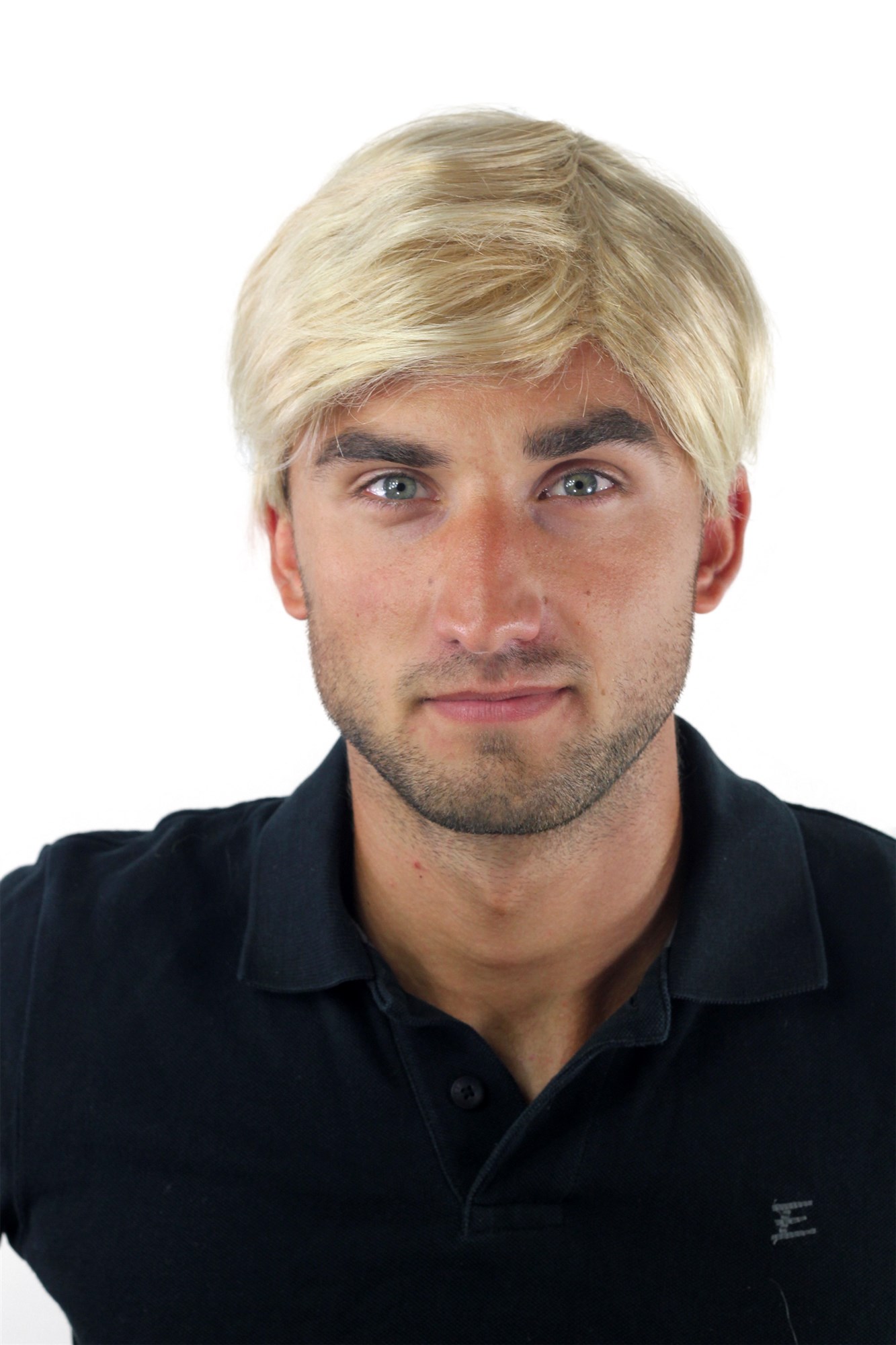 glatte Tressen-Perücke mit Kopfhaut-Imitat Blond-Mix kurze Haare für Herren